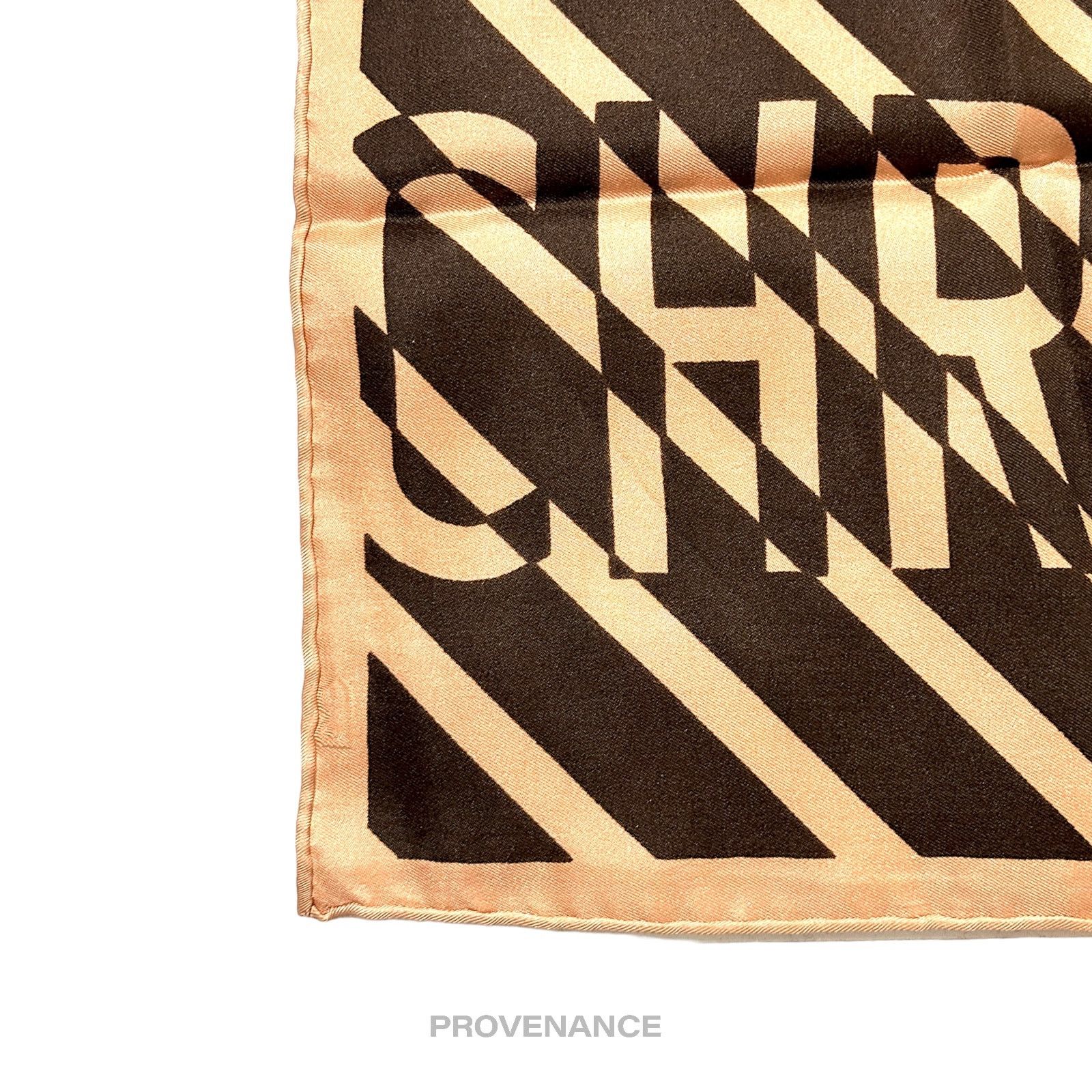 Dior 🔴 Christian Dior Logo Moiré Scarf 50 - Black/Blush Striped Size ONE SIZE - 3 Thumbnail