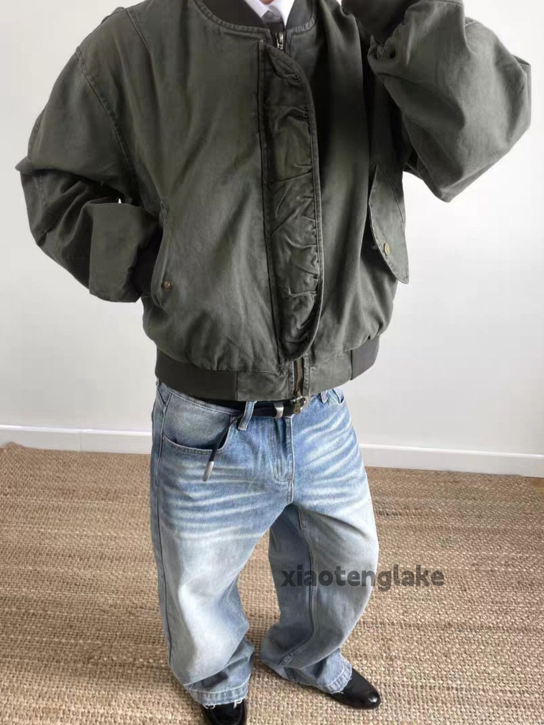 Jean Unisex washed retro y2k loose hiphop faded jeans Size US 30 / EU 46 - 2 Thumbnail
