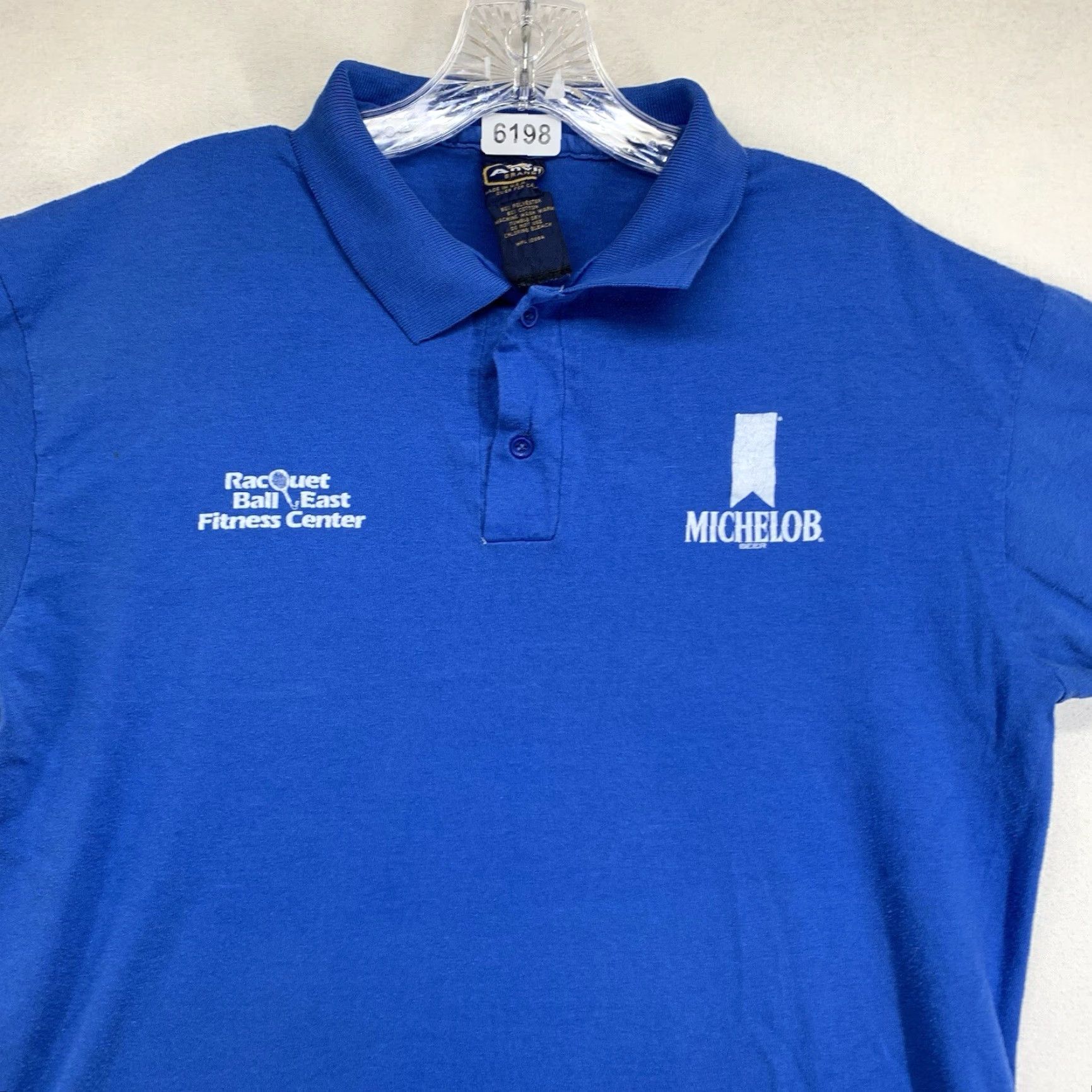 Anvil VINTAGE Anvil Graphic Print Shirt Medium Blue 80s Michelob Beer Racquetball Mens Size US M / EU 48-50 / 2 - 6 Thumbnail