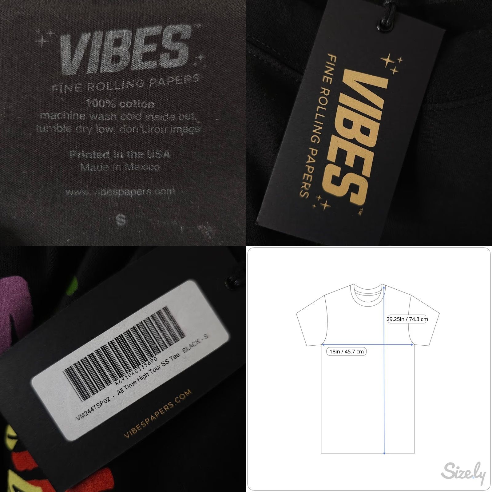 VIBE Vibes All Time High T Shirt Mens Small Black Cannabis Rolling Papers Tee Size US S / EU 44-46 / 1 - 8 Thumbnail