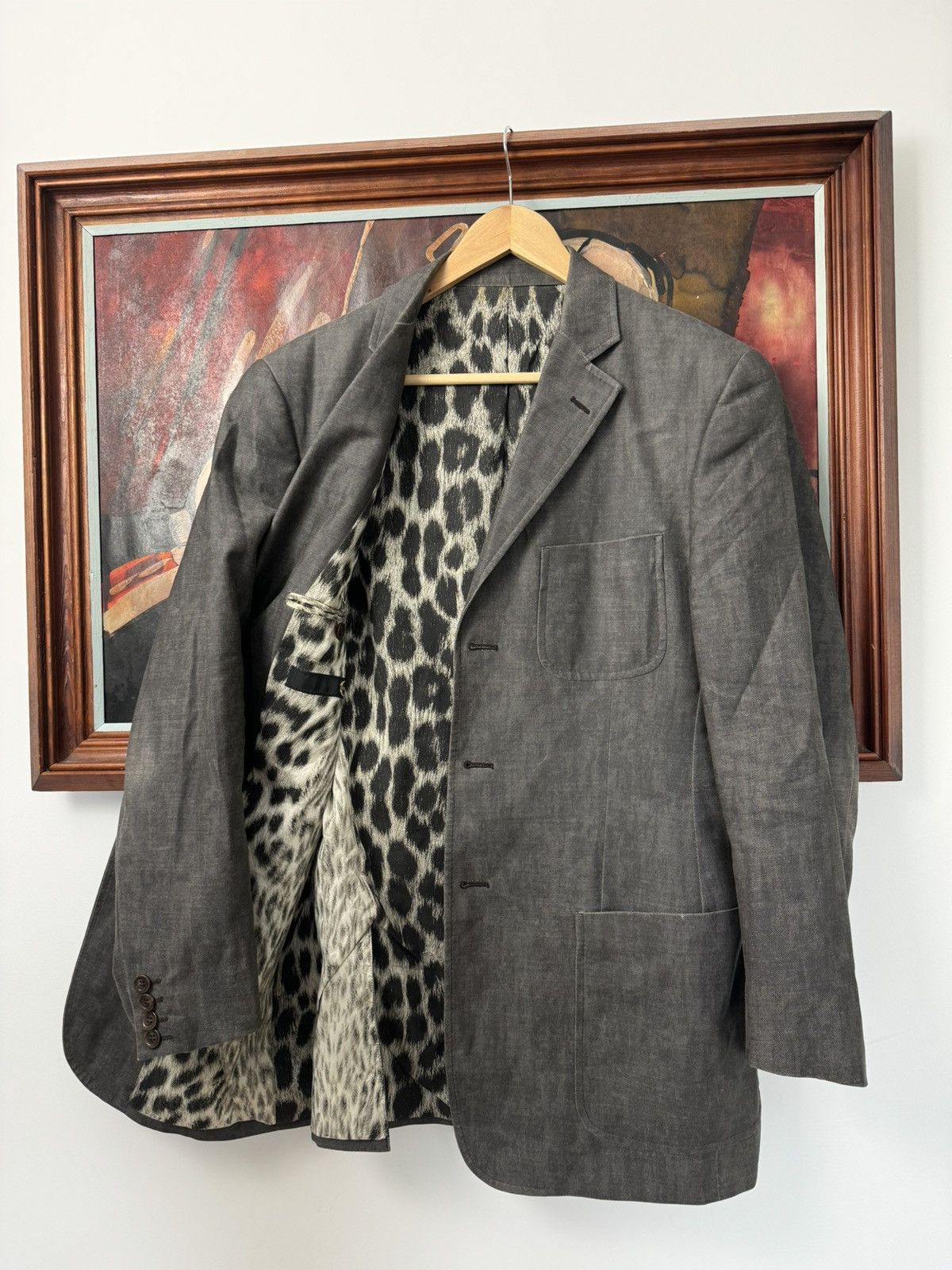 Roberto Cavalli Just Cavalli Leopard Print Gray Blazer Y2k Vintage Archive Size US M / EU 48-50 / 2 - 1 Thumbnail