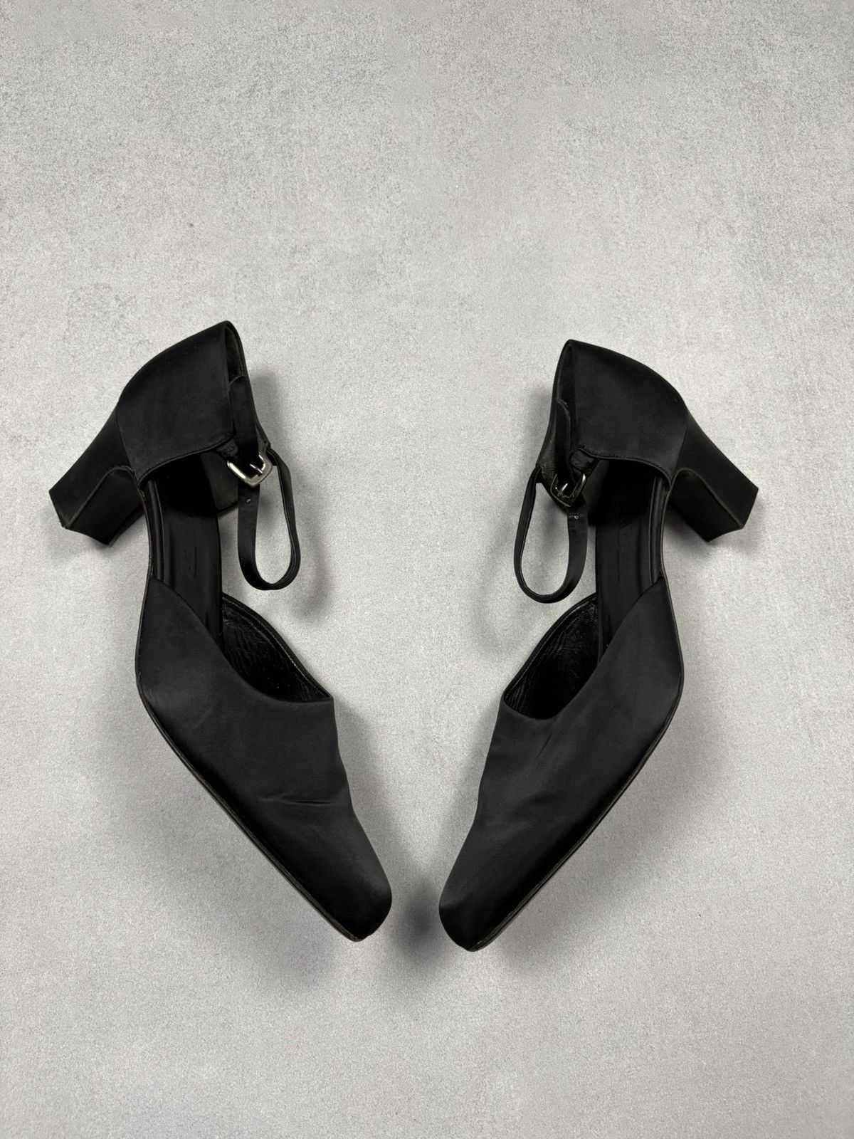 Jil Sander Jil Sander Archive Black Satin Square Toe Heels Ankle Strap Size US 9.5 / IT 39.5 - 2 Thumbnail