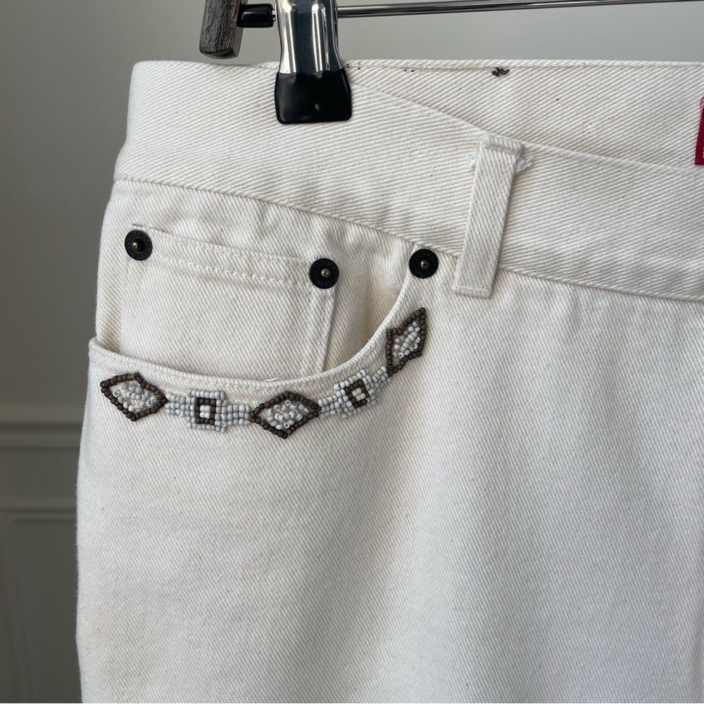 Chaps Chaps Ivory Cream Straight Leg Ankle Jeans Beaded Pocket 10 Size 32" / US 10 / IT 46 - 1 Thumbnail
