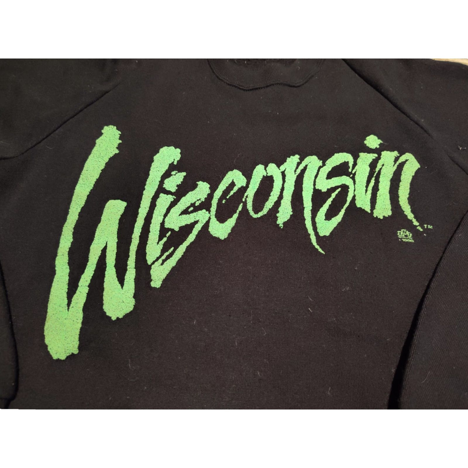 Jerzees VINTAGE 90's WISCONSIN Sweatshirt Made In USA Puff Neon Green Print L Jerzees Size US L / EU 52-54 / 3 - 5 Thumbnail