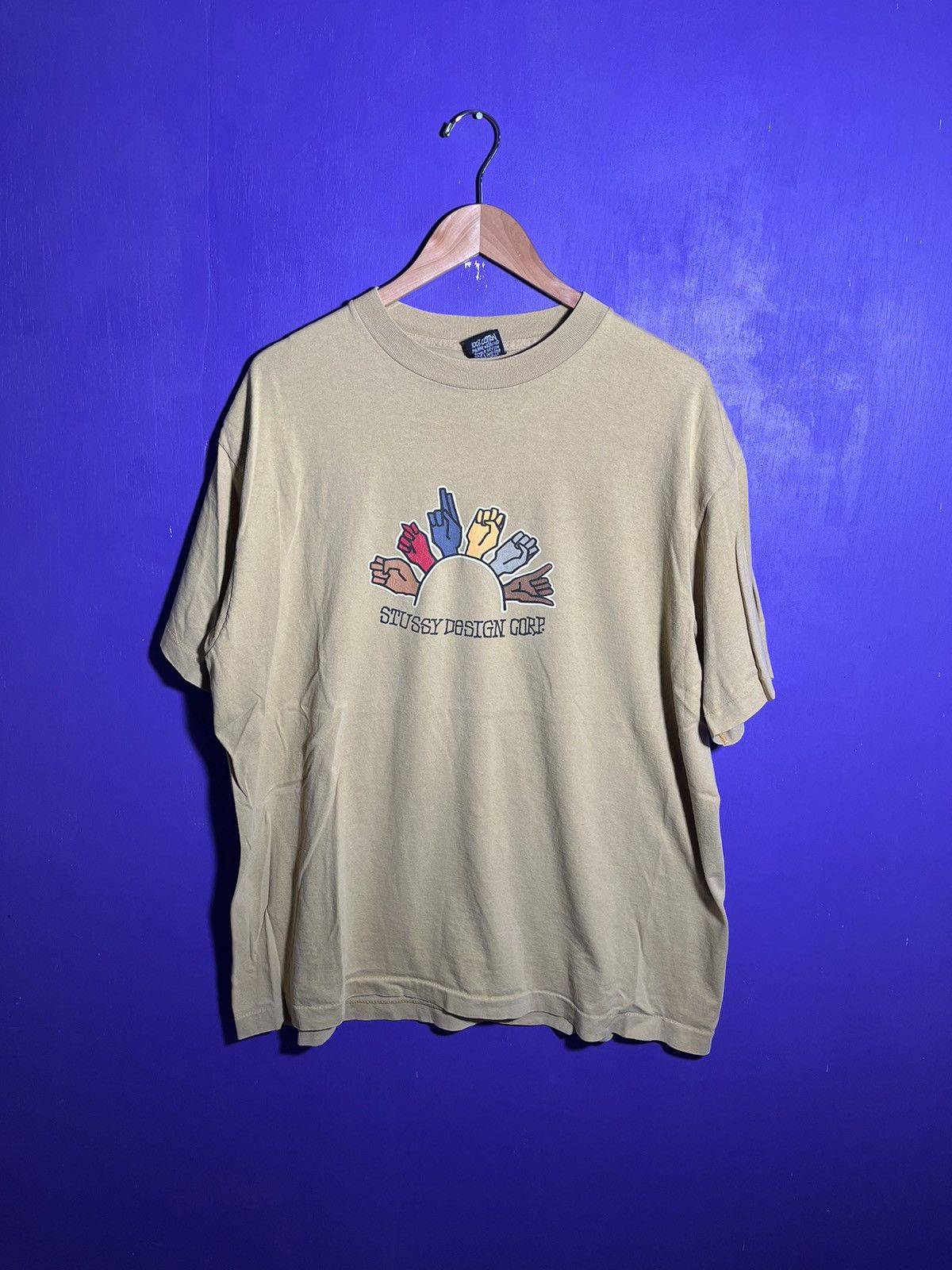 Stussy × Vintage Vintage 90s Stussy sign language logo t-shirt Size US XXL / EU 58 / 5 - 1 Thumbnail