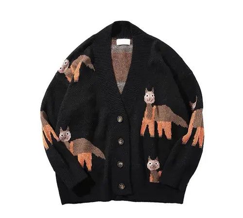 image of New Collection Cool Design Cardigan Knitwear Jumper Spring in Black, Men's (Size Medium)