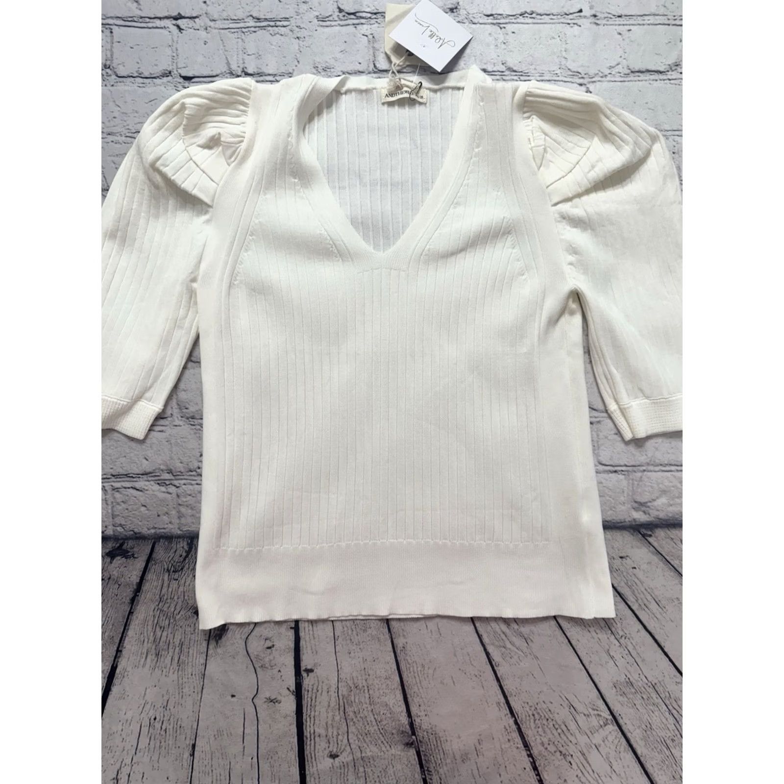 Doublet And The Why Sweater Womens 1X/2X White Double Layered Ruffle Sleeves Top Size XL / US 12-14 / IT 48-50 - 3 Thumbnail