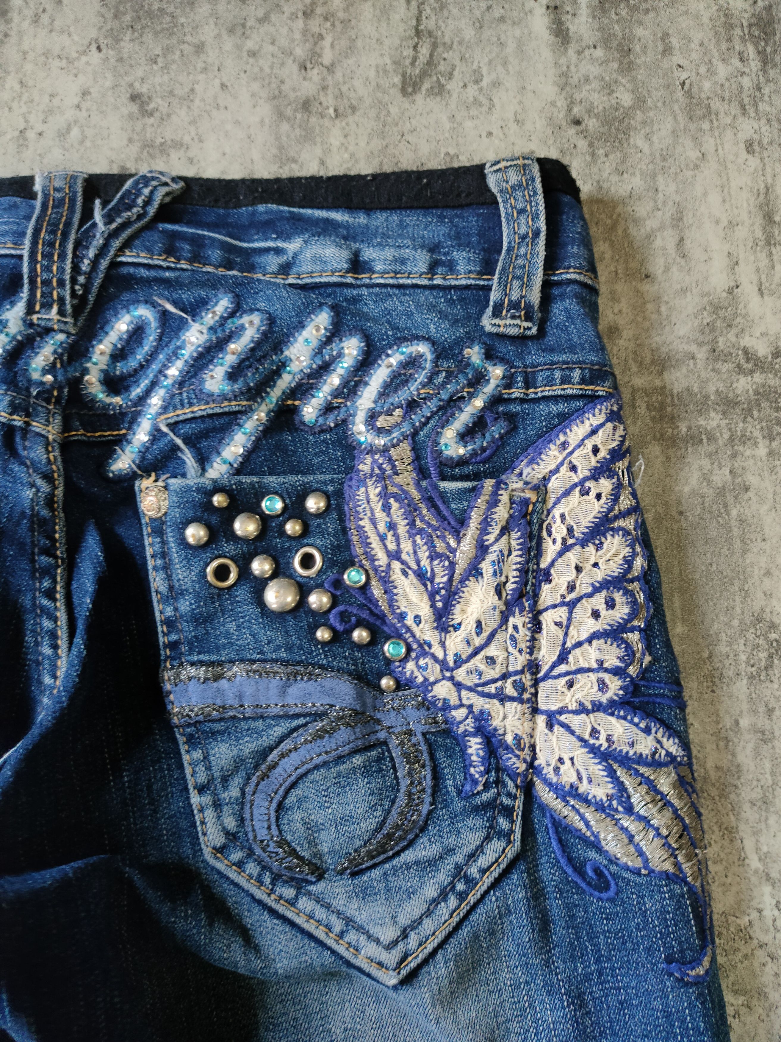 Hysteric Glamour × If Six Was Nine × Le Grande Bleu (L.G.B.) Red Pepper Butterfly Embordired Jeans Size 29" - 9 Thumbnail