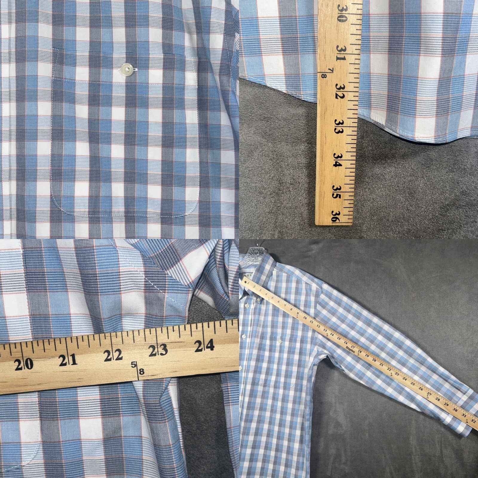 Orvis Orvis Shirt Mens XL Button-Down Blue White Plaid Check Long Sleeve Casual Business Travel Workwear Size US M / EU 48-50 / 2 - 8 Thumbnail