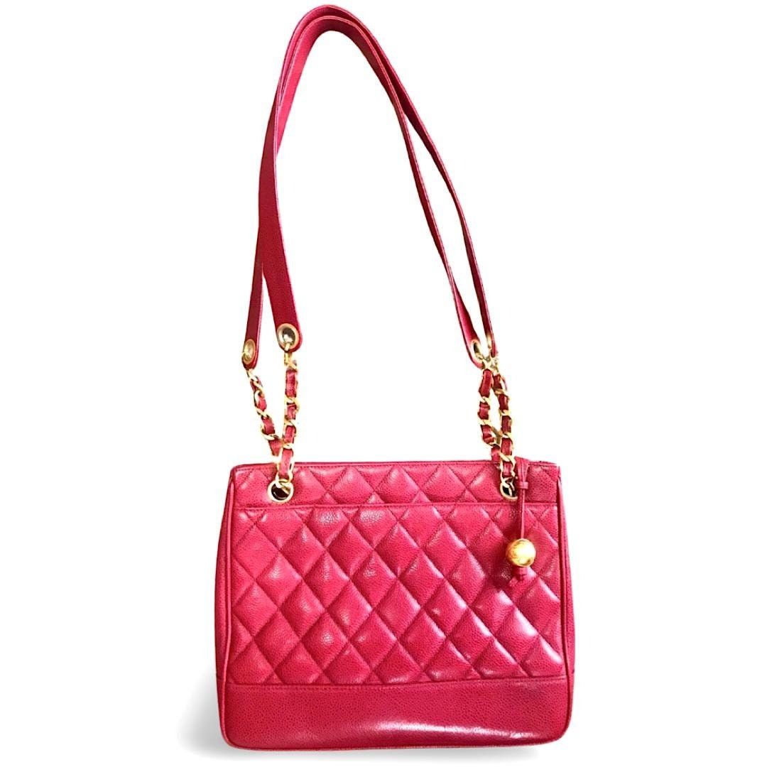 Chanel Vintage CHANEL cherry red caviar matelasse shoulder bag Size ONE SIZE - 1 Thumbnail