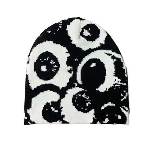 Japanese Brand Nozomi x Inoue Eye Graphic Beanie Hat Black Vintage y2k Size ONE SIZE - 5 Thumbnail