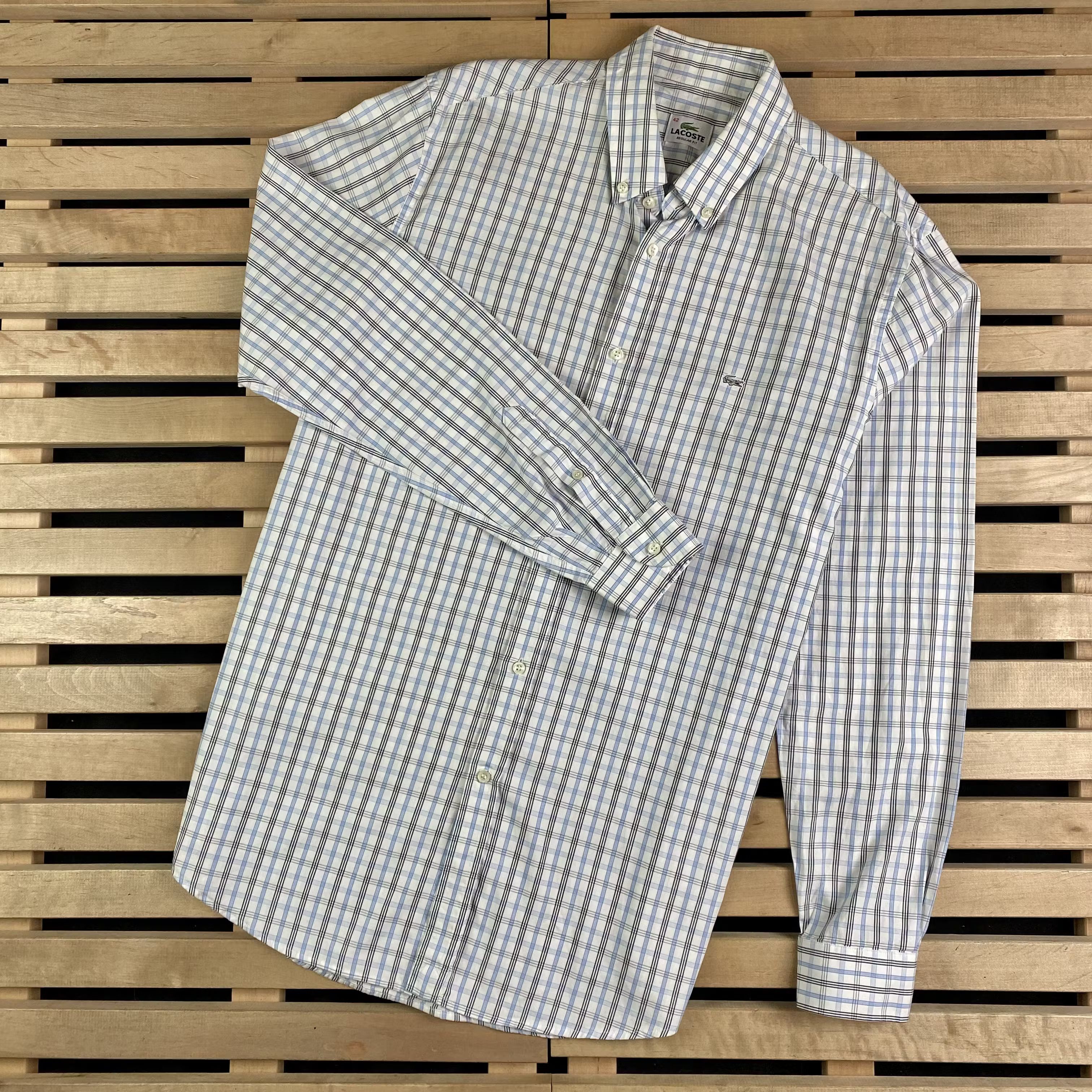 Lacoste × Vintage Mens Plaid Shirt Long Sleeve Lacoste Vintage Size 42 Size US L / EU 52-54 / 3 - 1 Thumbnail