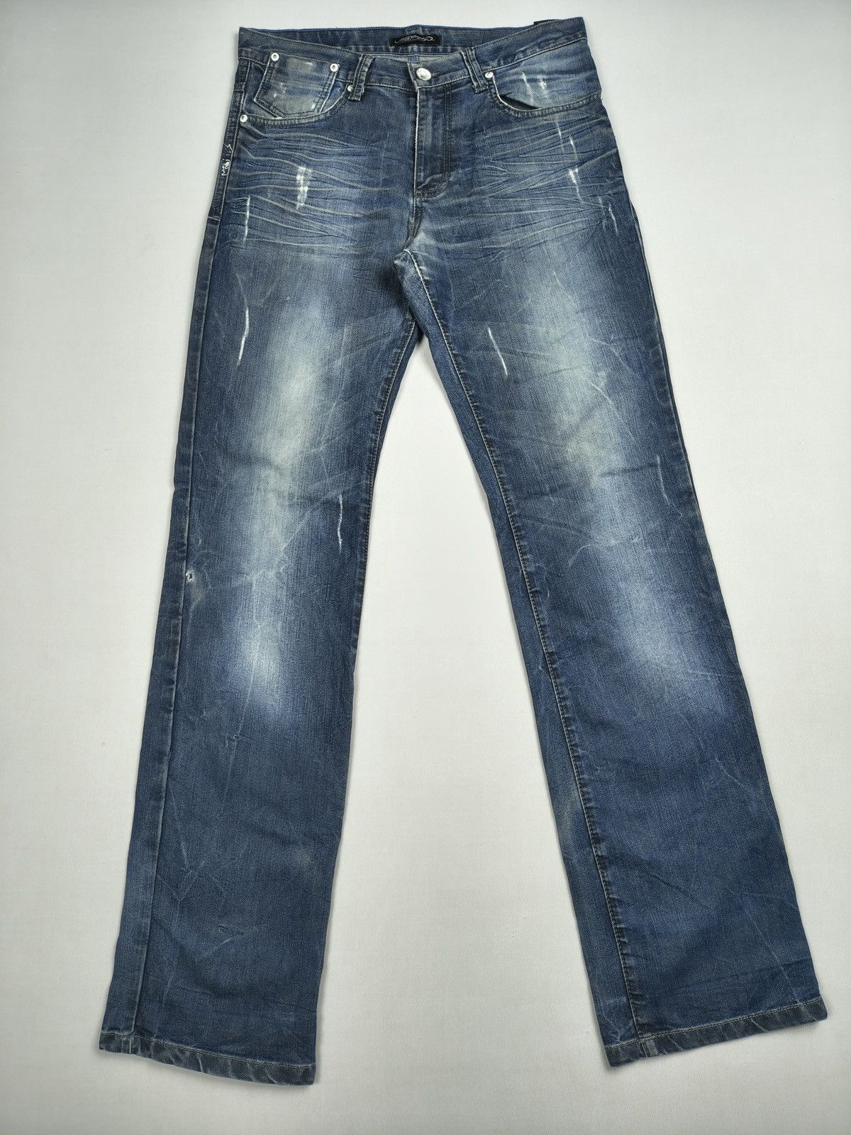 Ed Hardy Ed Hardy Skull Graphic Spellout distressed Y2K Jeans(064) Size US 34 / EU 50 - 2 Thumbnail