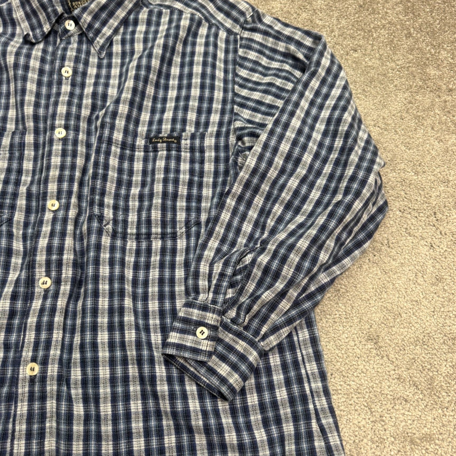 Lucky Brand VINTAGE Lucky Brand Plaid Flannel Shirt Mens Medium Blue Casual Western 90s Americana Size US M / EU 48-50 / 2 - 5 Thumbnail
