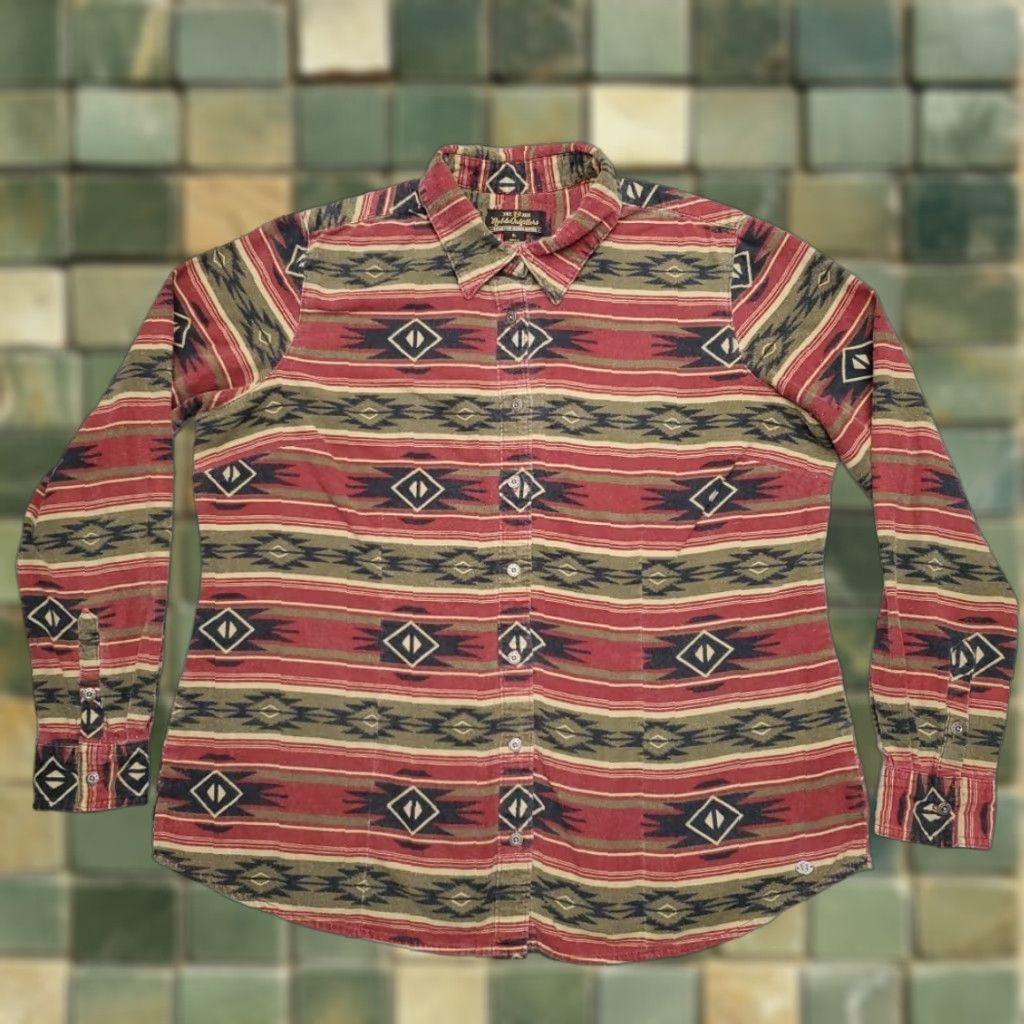 Vintage VINTAGE Flannel Shirt Womens XL Metal Button Aztec Southwestern Cowboy Western Shirt Size XL / US 12-14 / IT 48-50 - 1 Thumbnail
