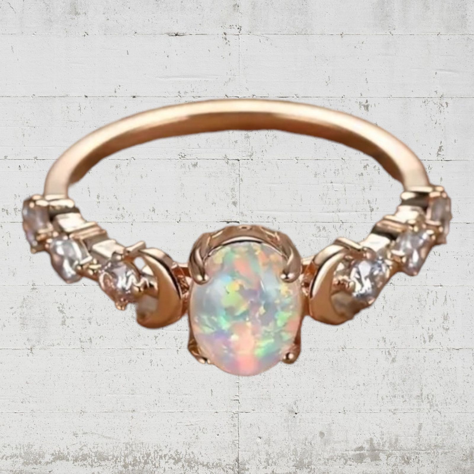 Other White Opal Moon Boho Retro Synthetic Fashion Ring Size 7 Size ONE SIZE - 2 Thumbnail