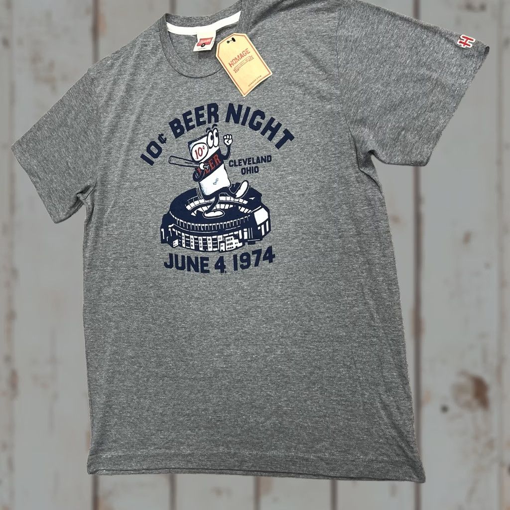 Vintage Homage T-Shirt Mens Size M Gray Cleveland Ohio 10 Cent Beer Night Baseball New NWT Crew Neck Short Sleeve Shirt Size US M / EU 48-50 / 2 - 1 Thumbnail