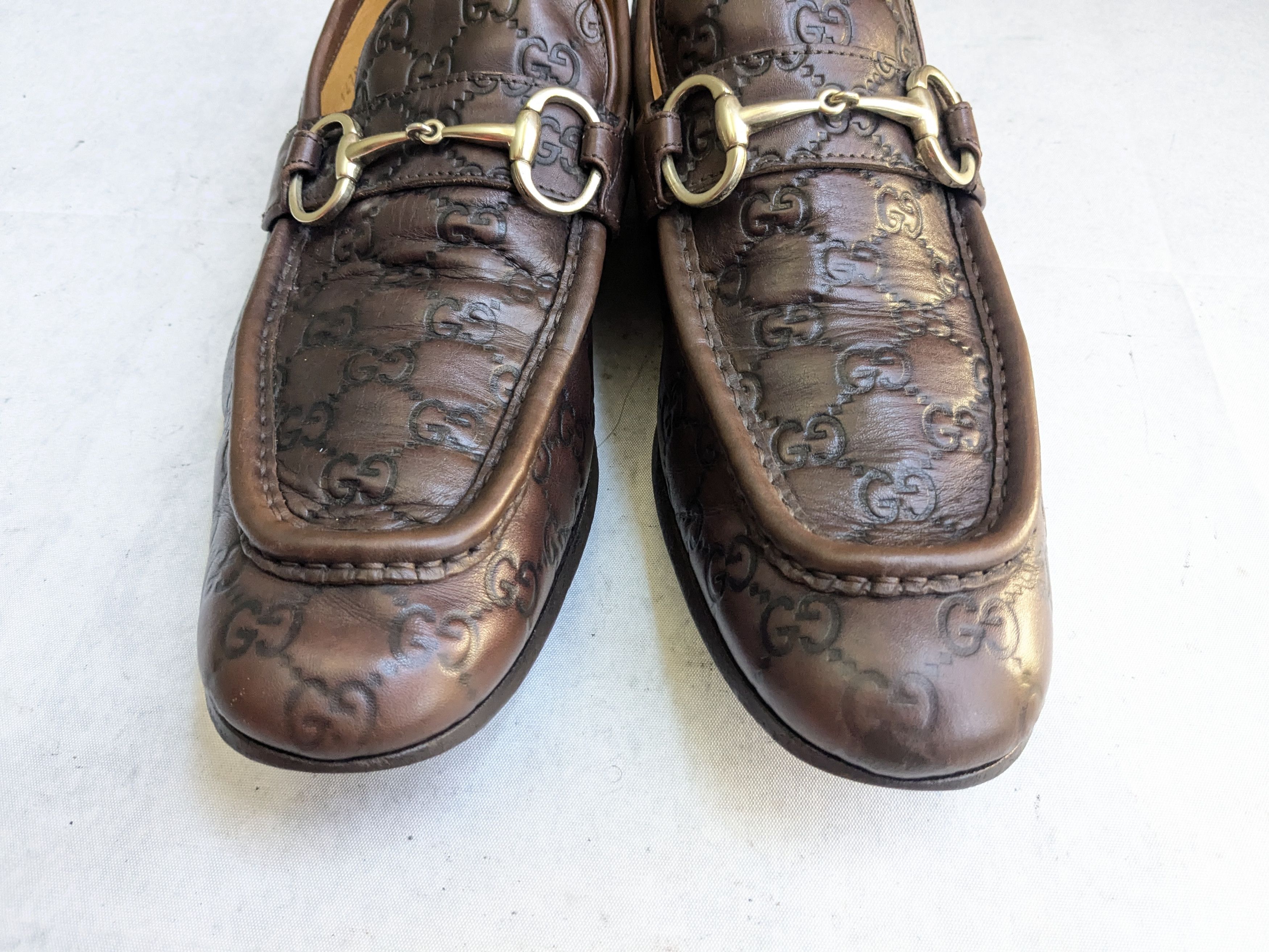 Gucci Gucci Horsebit Loafers Brown Monogram Leather 11 GG Logo Size US 11 / EU 44 - 4 Thumbnail