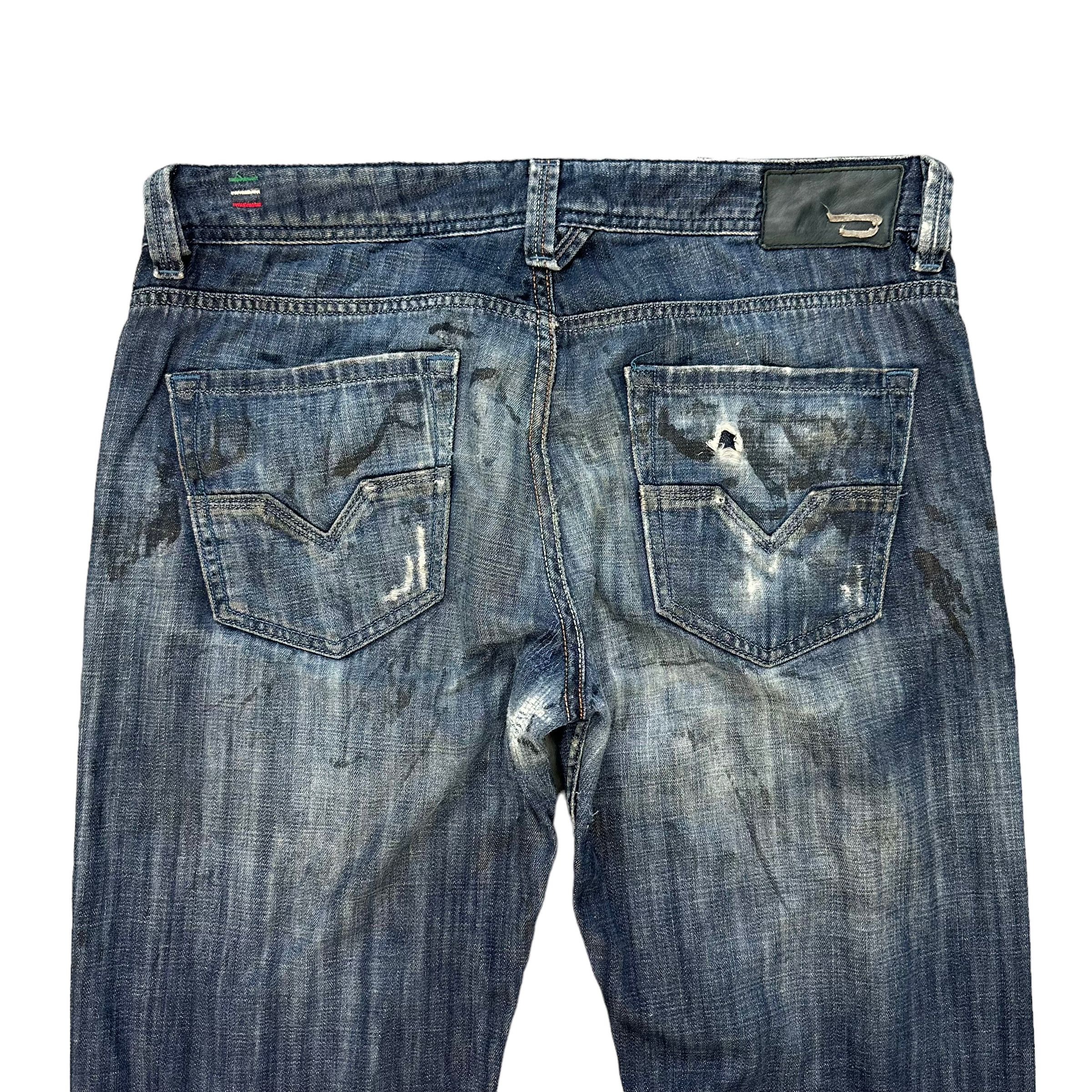 Diesel TRASHED🔥 DIESEL LARKEE FLY BUTTON DENIM PANTS #7618-158 Size US 35 - 14 Thumbnail