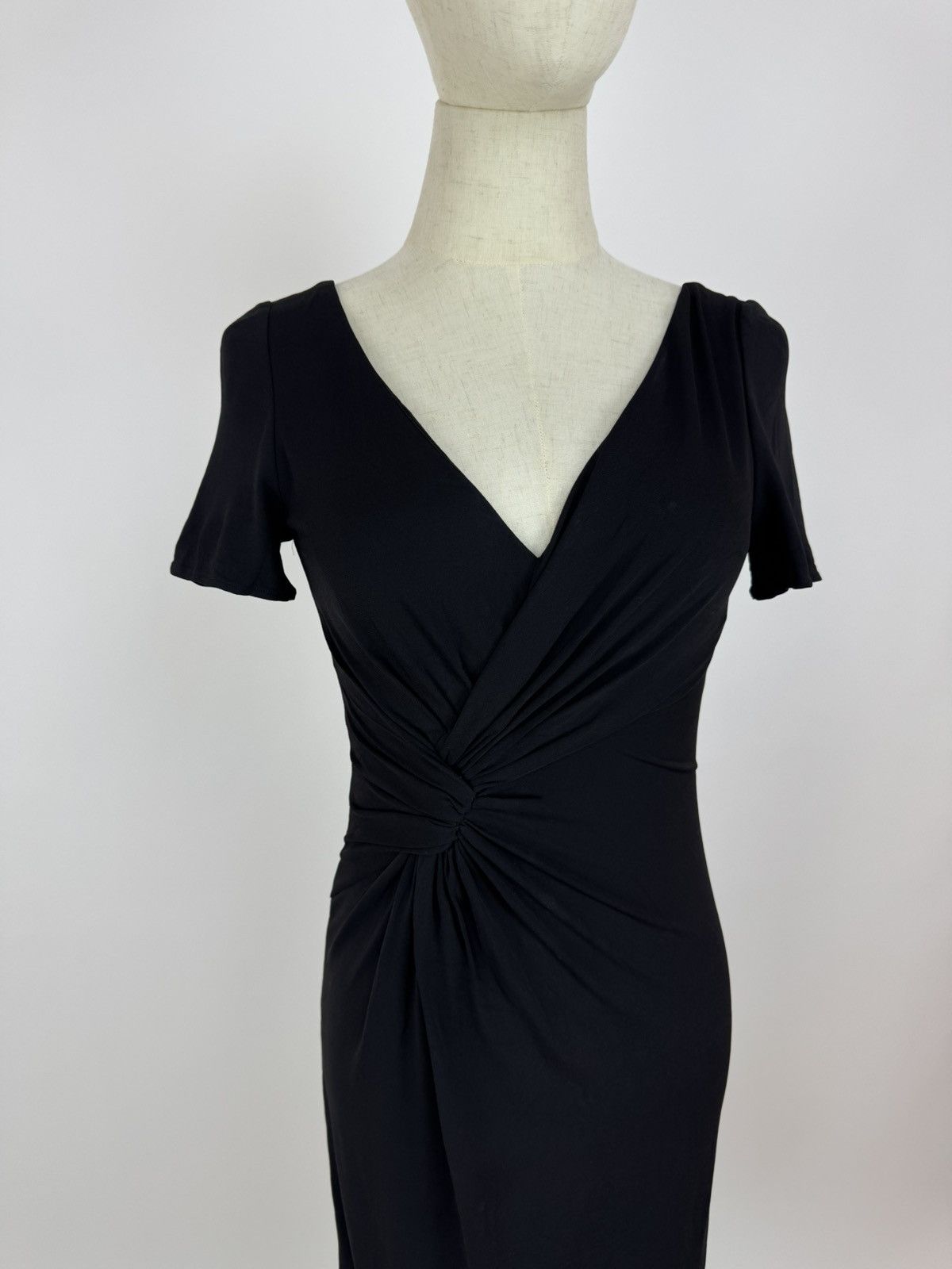Versace Versace Black Dress V-Neck Short Sleeve Open Back Party Size XS / US 0-2 / IT 36-38 - 3 Thumbnail