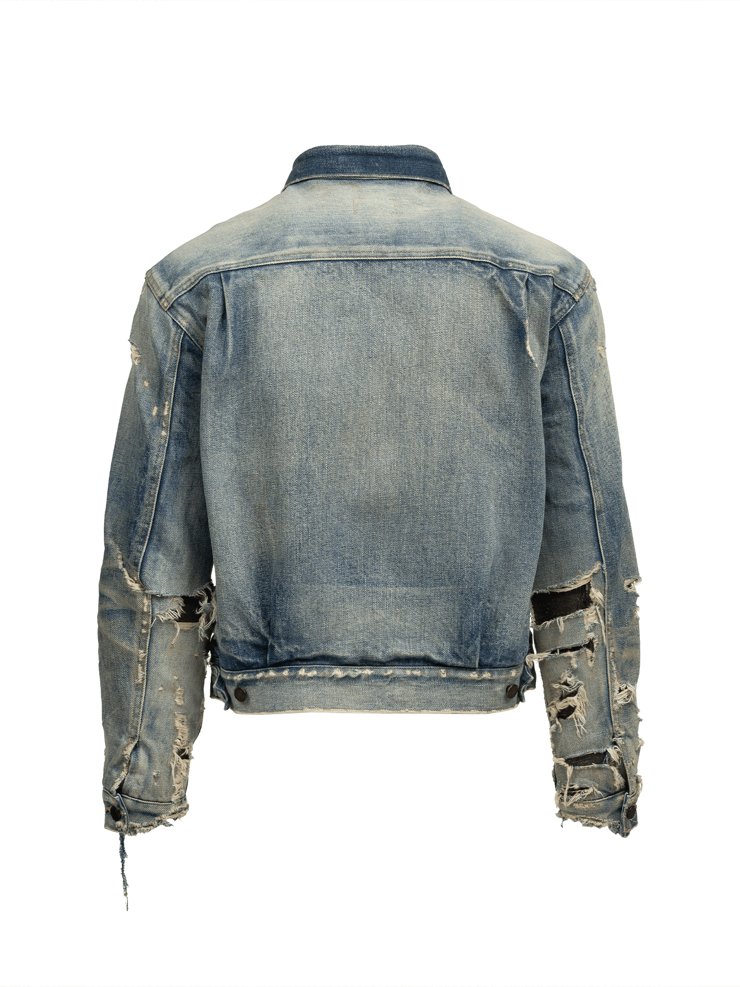 Saint Laurent Paris Saint Laurent distressed-effect faded denim jacket Size S / US 4 / IT 40 - 2 Thumbnail