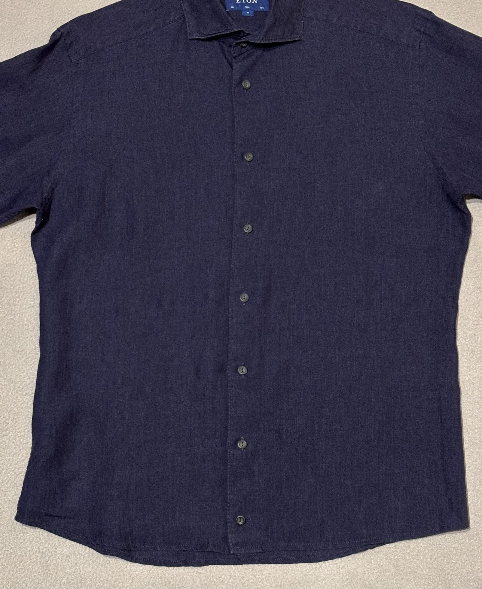 Eton Eton Slim Shirt Navy 100% Linen Size 40 Size US L / EU 52-54 / 3 - 7 Thumbnail