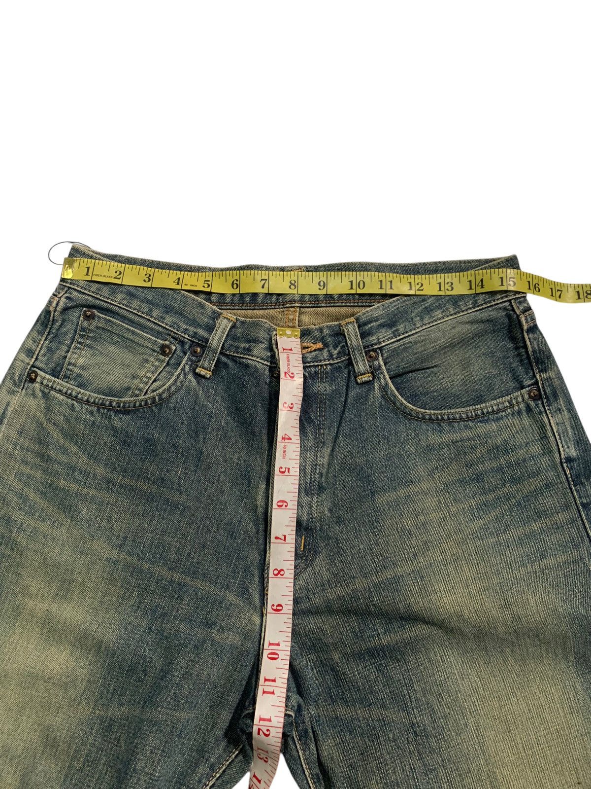 Edwin VINTAGE EDWIN 505X SELVEDGE FADED & RUSTY DISTRESSED DENIM Size US 31 - 16 Thumbnail