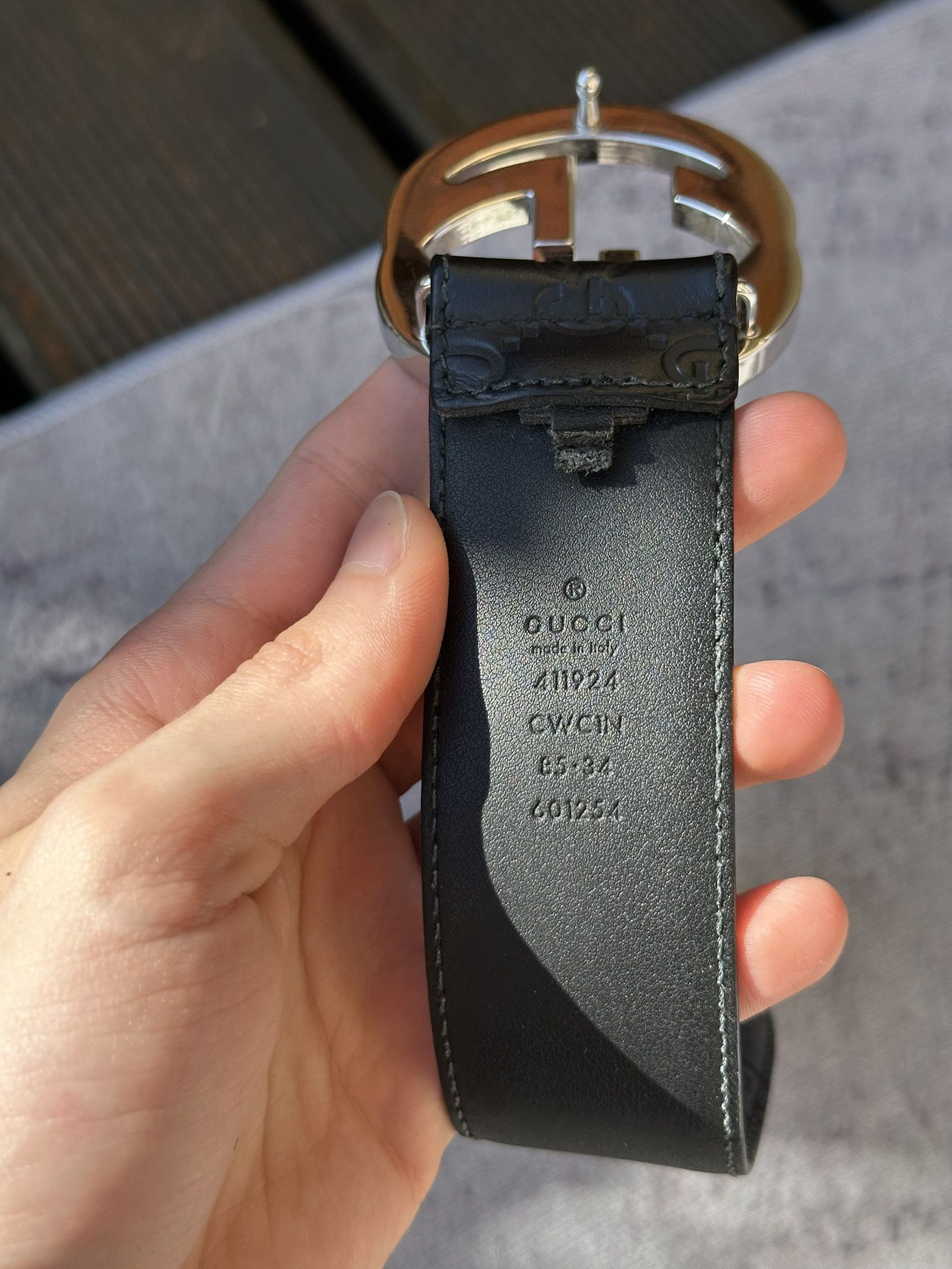 Gucci Gucci Belt Guccissima GG Monogram Black Leather Interlocking Size 34 - 11 Thumbnail