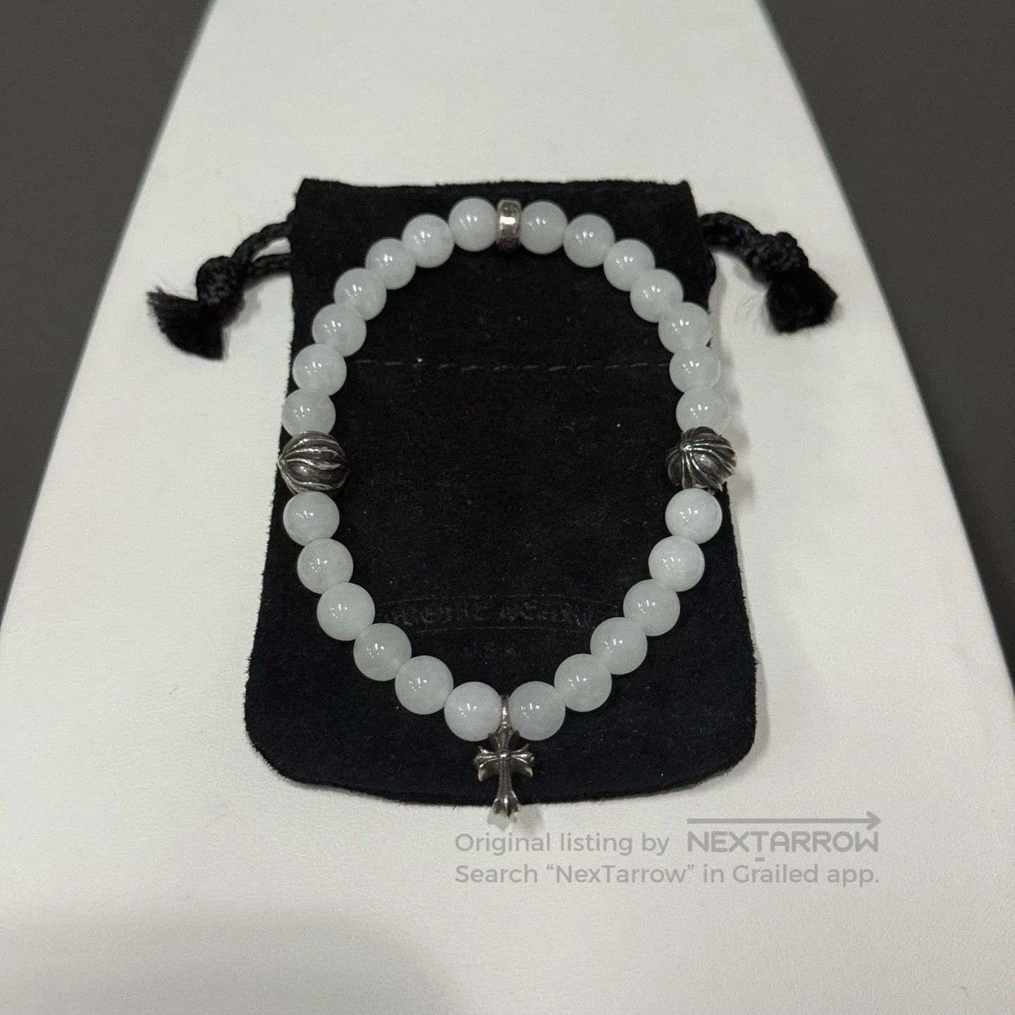 Chrome Hearts Chrome Hearts White Agate Silver Cross Bracelet. Size ONE SIZE - 1 Thumbnail
