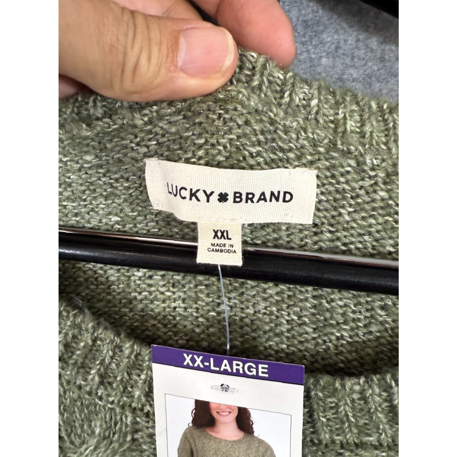 Lucky Brand Lucky Brand Sweater Womens 2XL Olive Green Cable-Knit Scalloped Hem NWT Comfort Casual Size XXL / US 16-18 / IT 52-54 - 7 Thumbnail