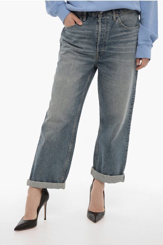 image of Redone Straight Leg Regular Fit Jeans 22Cm in Blue, Women's (Size 28)