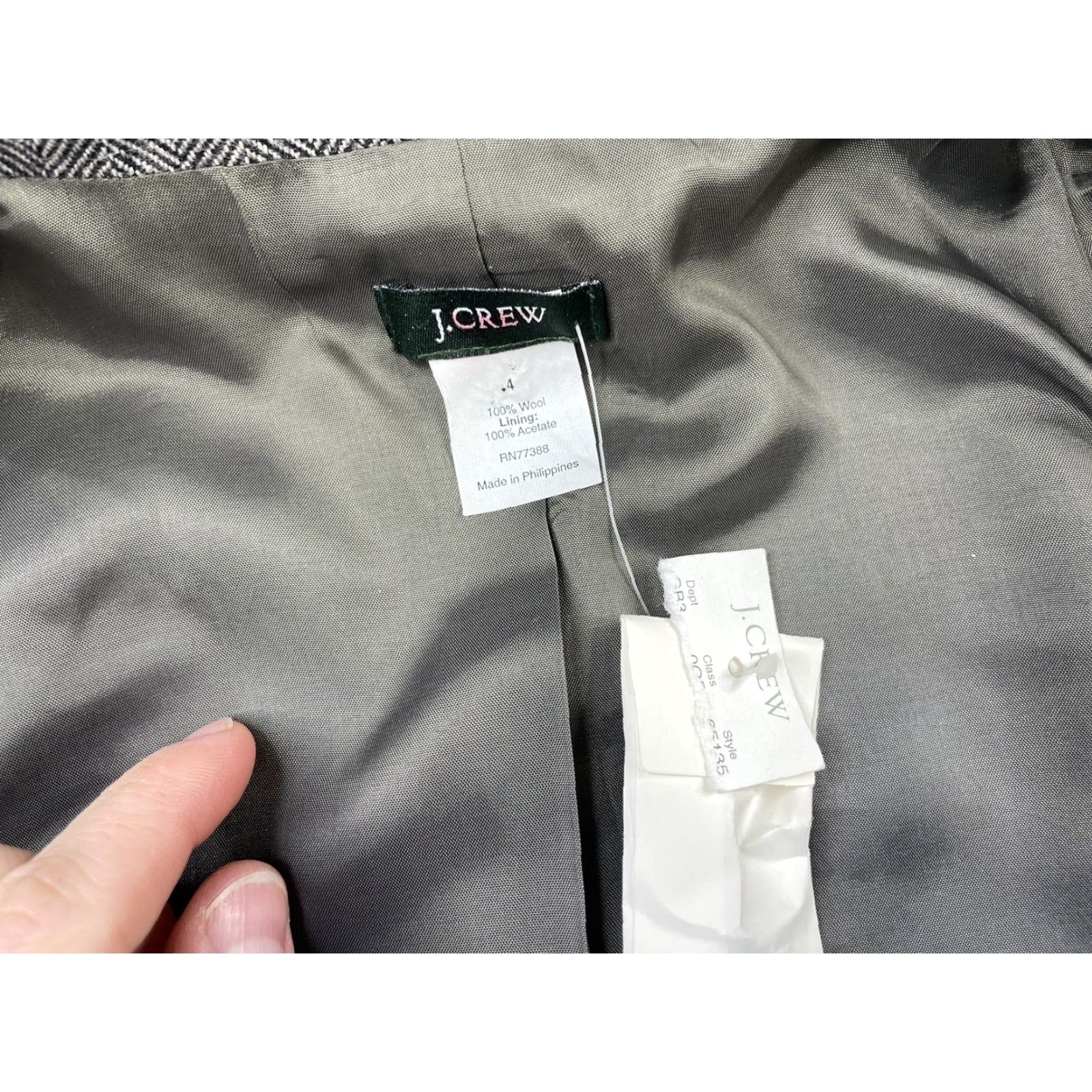J.Crew J. Crew Blazer Single-Breasted Wool Jacket Notch Lapel Gray Herringbone 4 Women's Regular Size 4 Size S / US 4 / IT 40 - 3 Thumbnail