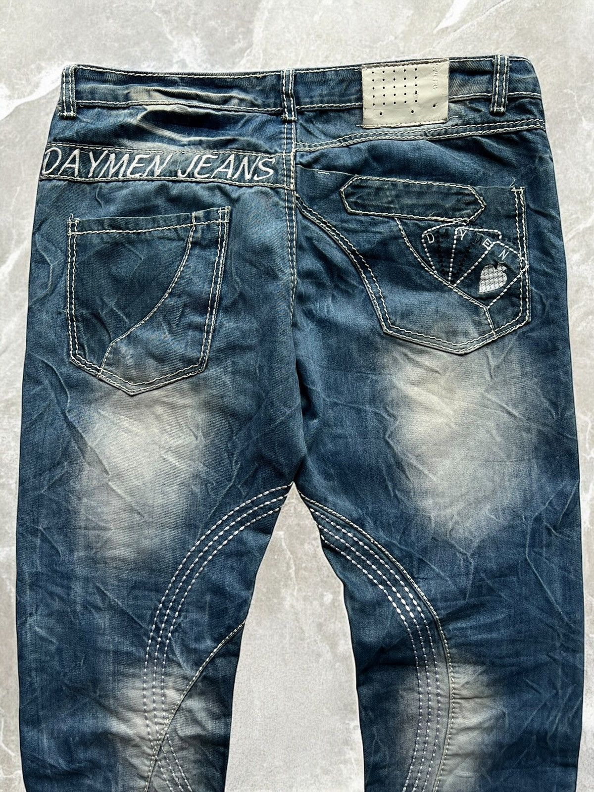 Vintage CRAZY MULTICOLOURED WIDE JEANS VINTAGE WASHED DENIM PANTS Size US 36 / EU 52 - 2 Thumbnail