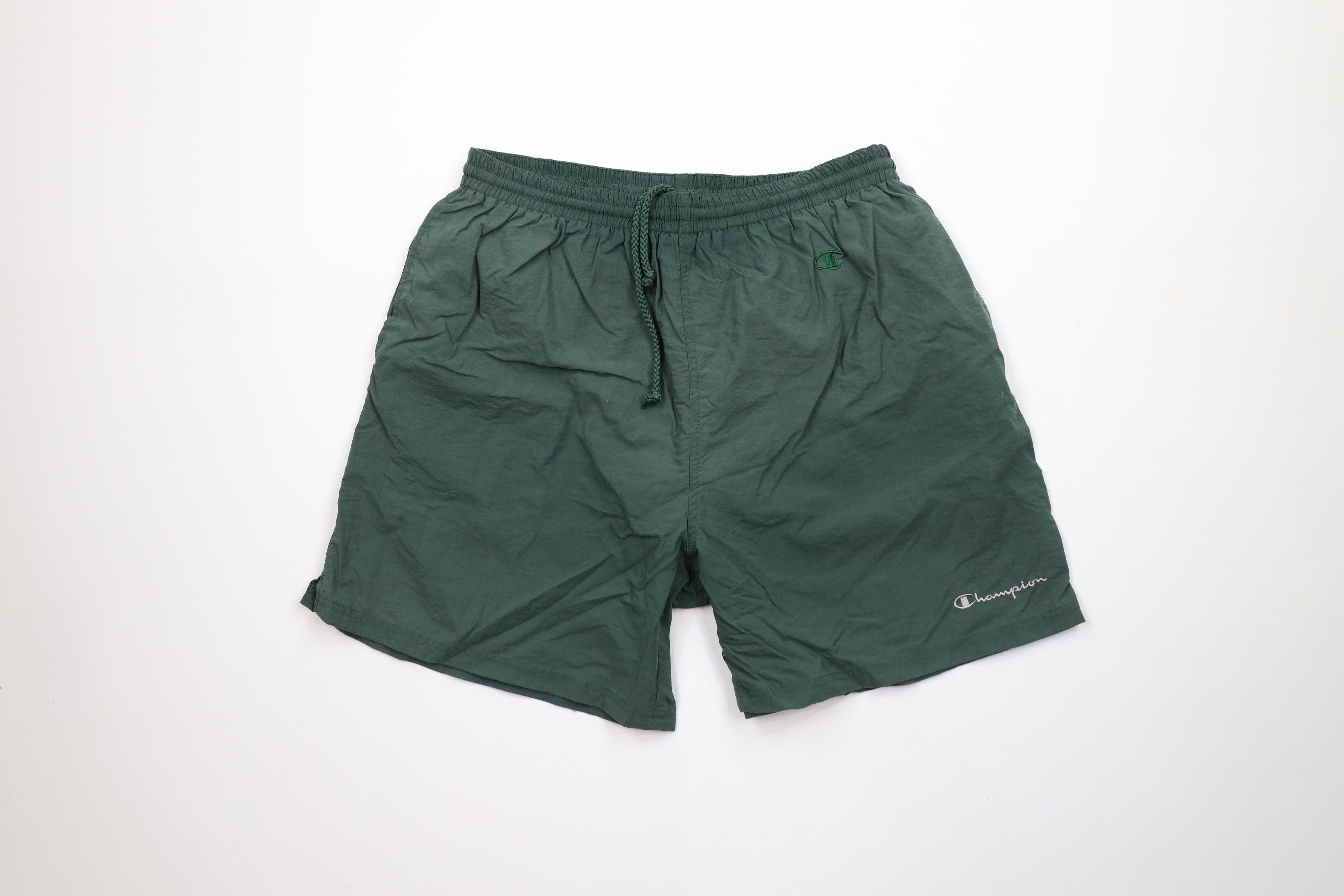 Champion × Vintage Vintage 90s Champion Lined Above Knee Shorts Trunks Green Size US 36 / EU 52 - 1 Thumbnail