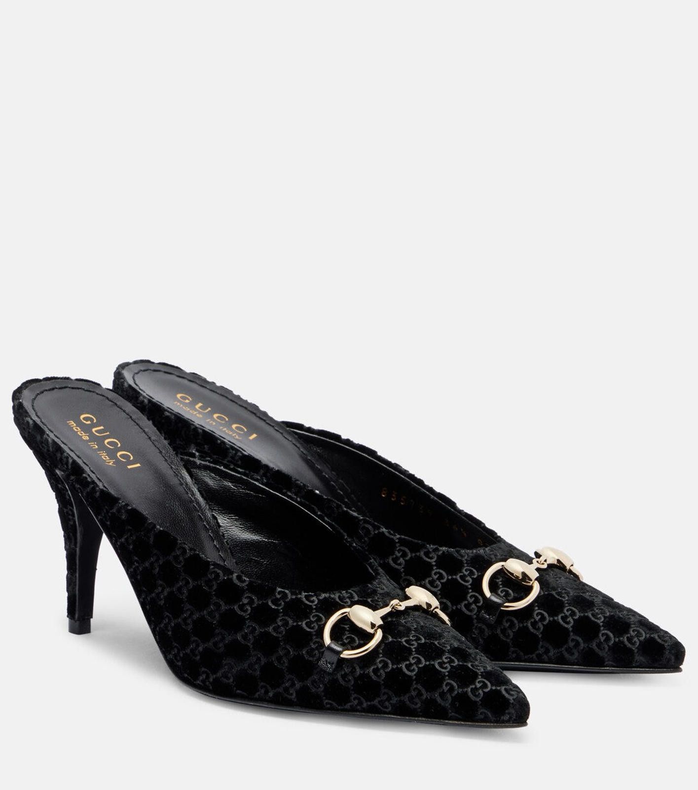 Gucci Gucci Horsebit GG Velvet Mules Size US 7.5 / IT 37.5 - 2 Thumbnail