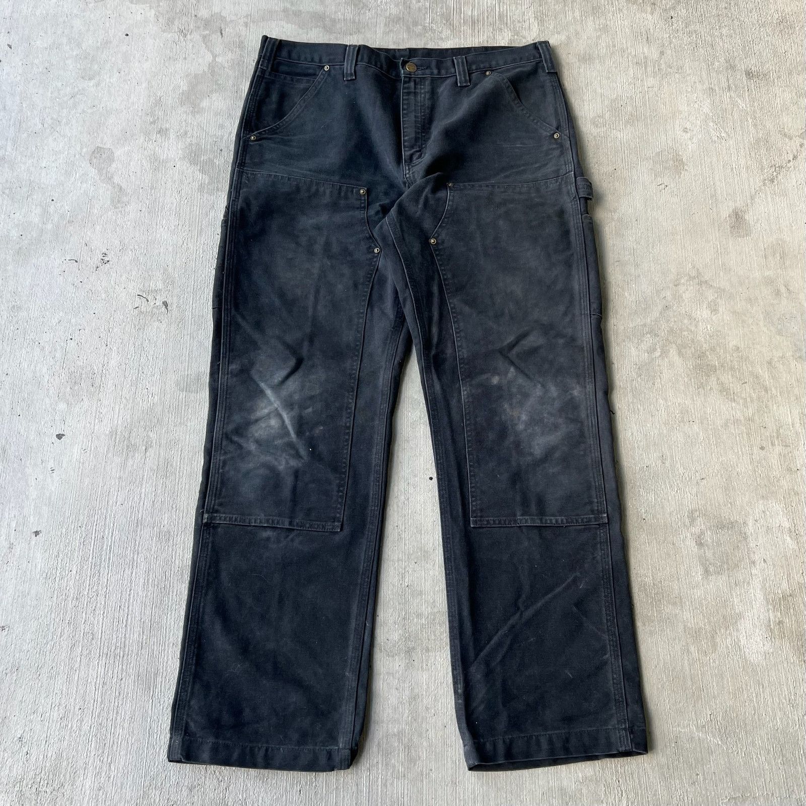 Carhartt × Vintage Carhartt black faded double knee work wear carpenter pants Size US 37 - 1 Thumbnail