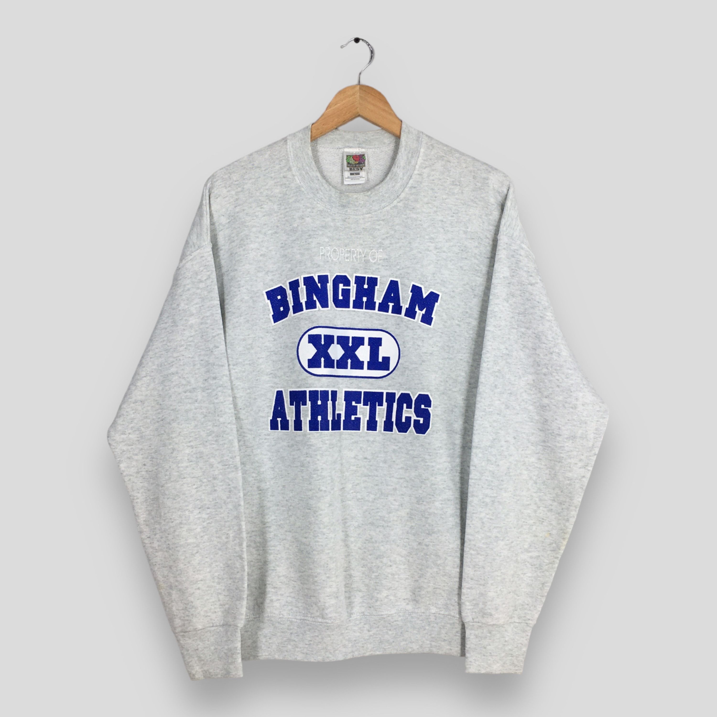 Fruit Of The Loom × Vintage Vintage 90s Bingham Athletics Gray Sweatshirt Large Size US L / EU 52-54 / 3 - 1 Thumbnail