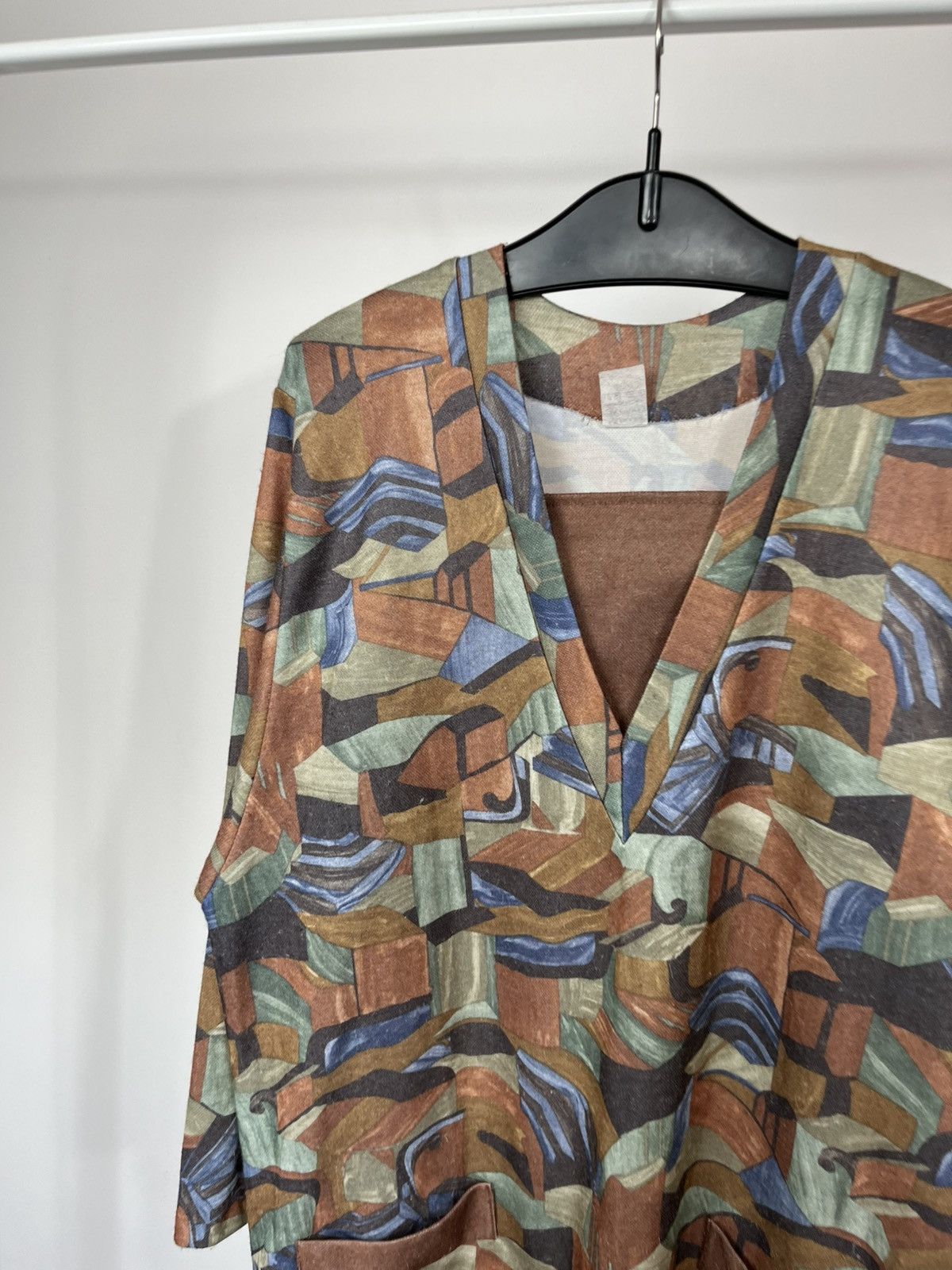 Other Vintage Abstract Dress Angora Blend Made in France Maxi 52 Size L / US 10 / IT 46 - 4 Thumbnail