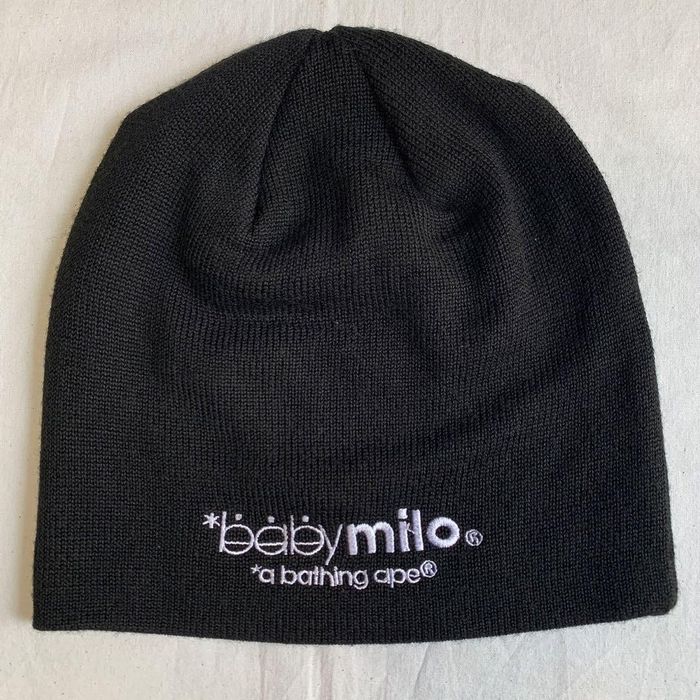 Bape A BATHING APE Distorted Milo Design Beanie Hat Black | Grailed