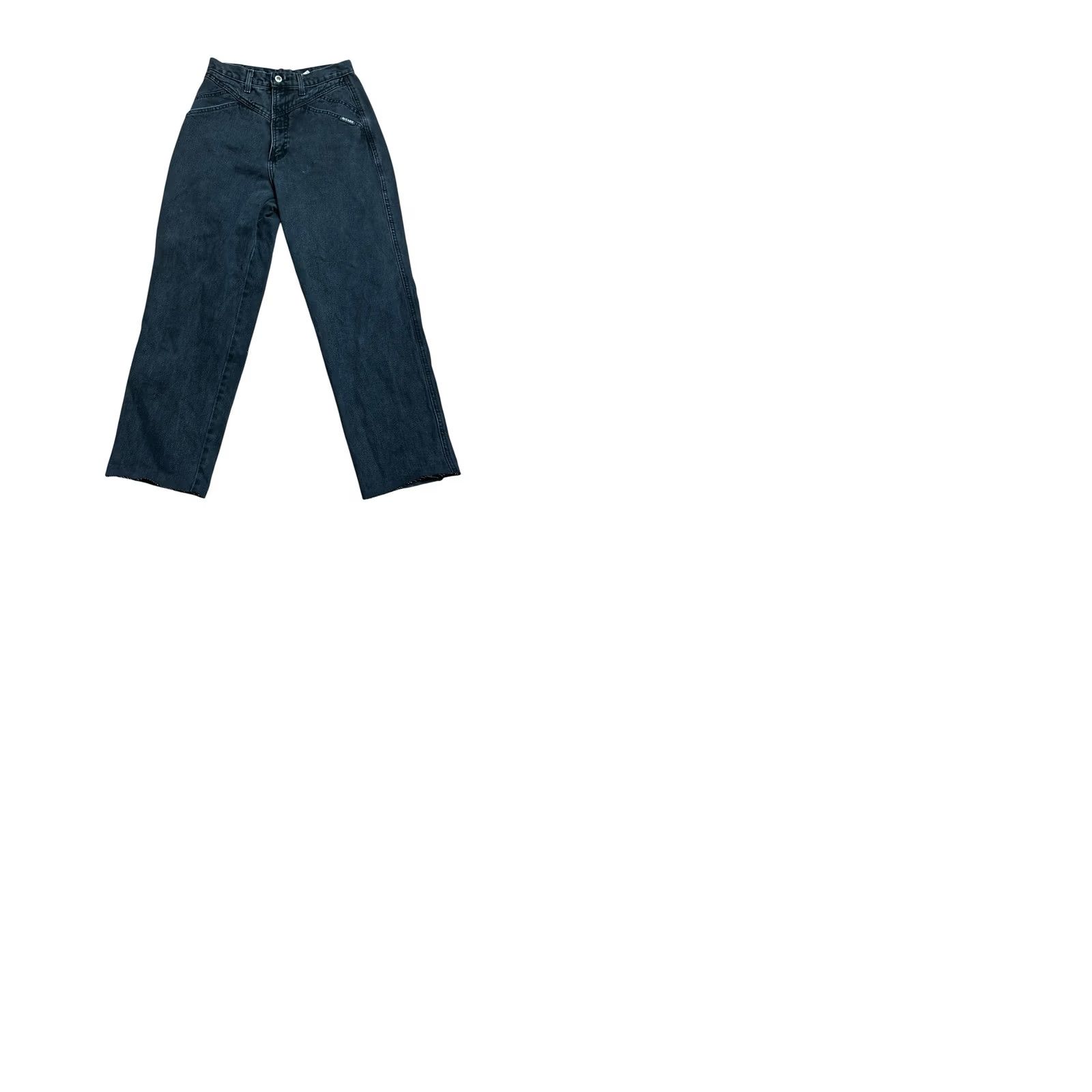Vintage VINTAGE Rockies Black Denim Jeans Women 29x28 Western Straight 5-Pocket 100% Cotton Montana Rockies 90s Cowboy Theme Mens Womens Girls Boys Size 29" - 10 Thumbnail