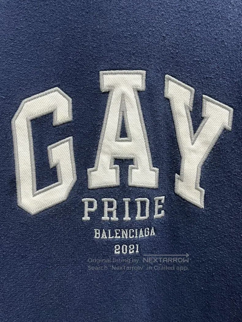 Balenciaga Balenciaga Blue GAY Embroidered Slogan Long-Sleeve Sweatsh Size US M / EU 48-50 / 2 - 3 Thumbnail