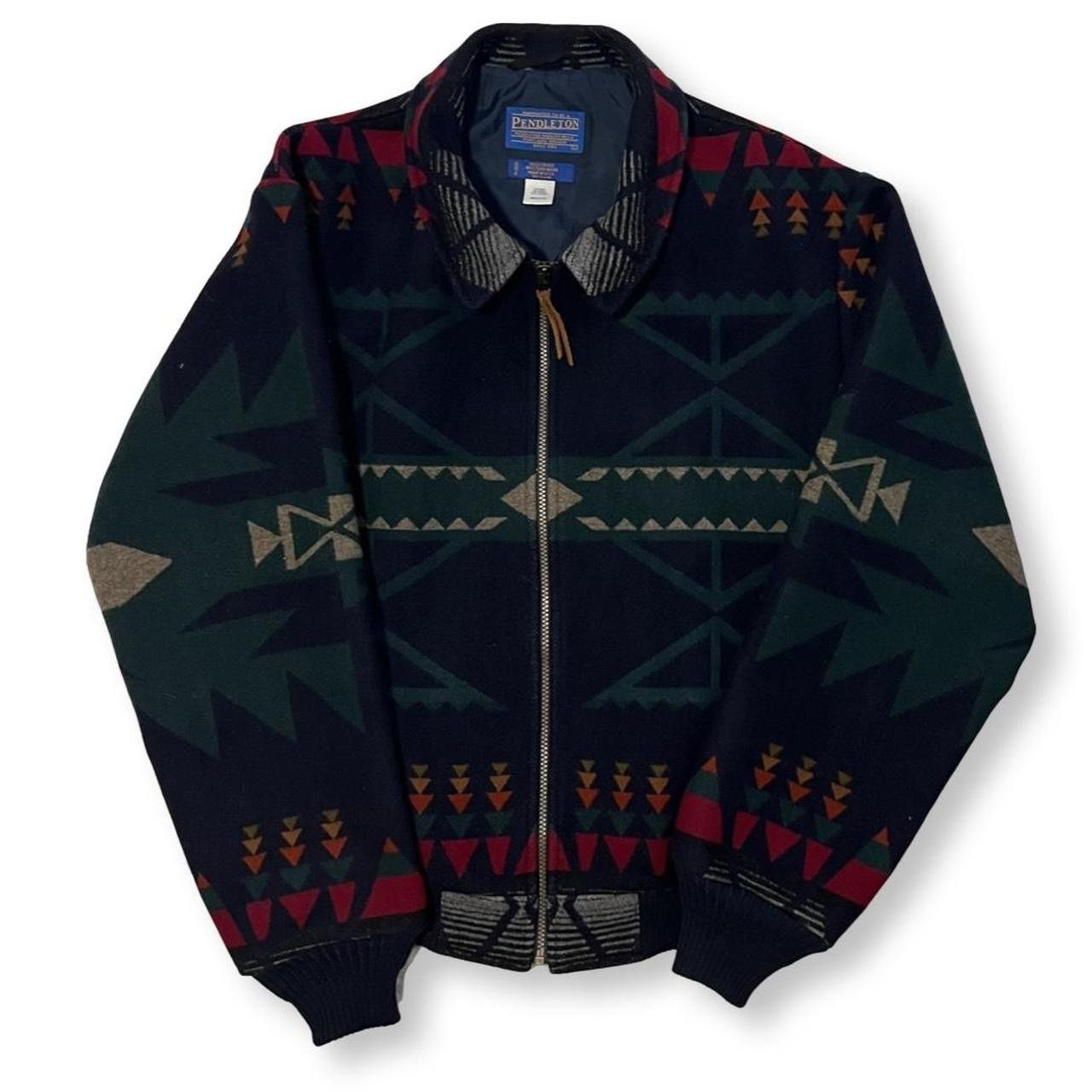 image of 90’S Pendleton Wool Aztec Western Navajo Jacket in Navy, Men's (Size Large)