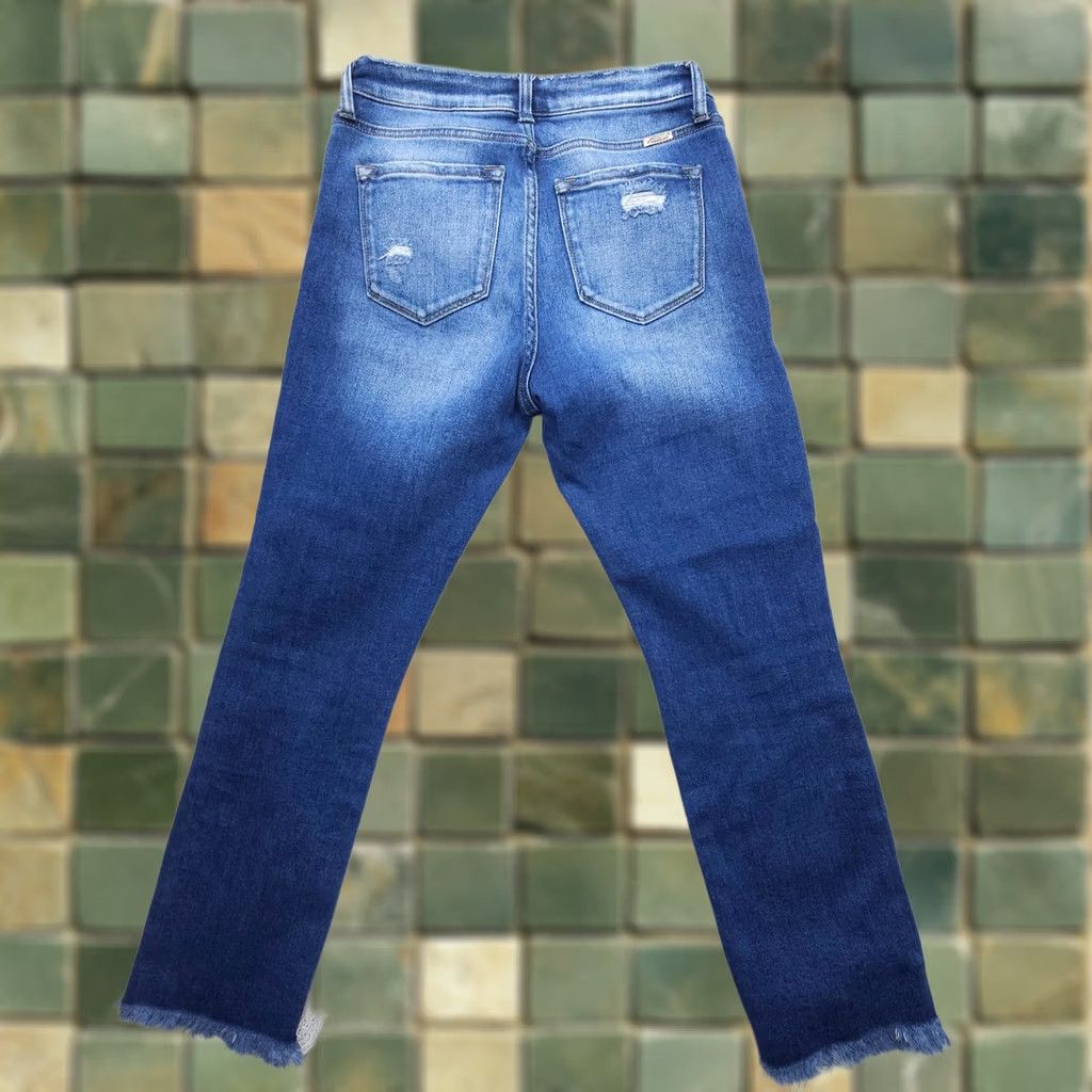 Vintage KanCan Jeans Straight High Rise Distressed Dark Wash 27 Blue Womens Regular 5-Pocket Denim Skinny? Size 27" / US 4 / IT 40 - 1 Thumbnail