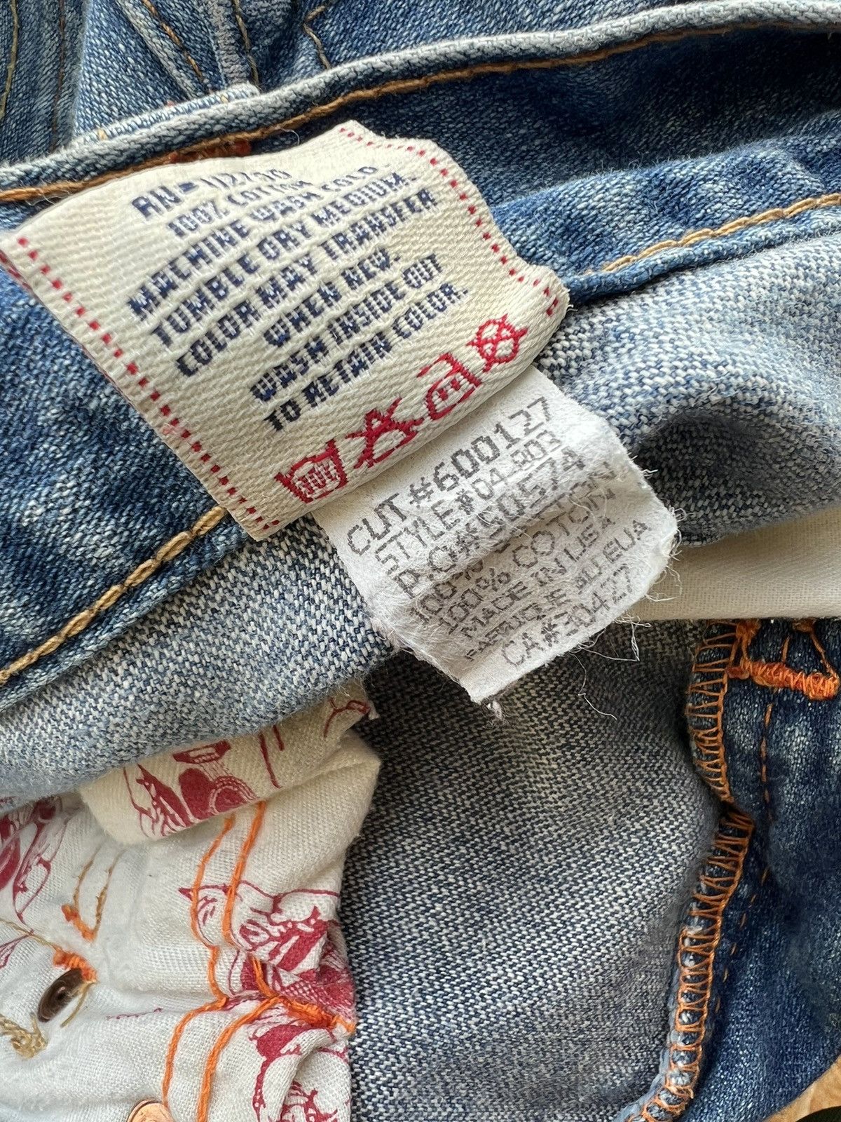 True Religion Vintage 00s TR Joey Distress Fade Mud Denim Flare Jeans Size US 32 / EU 48 - 23 Thumbnail