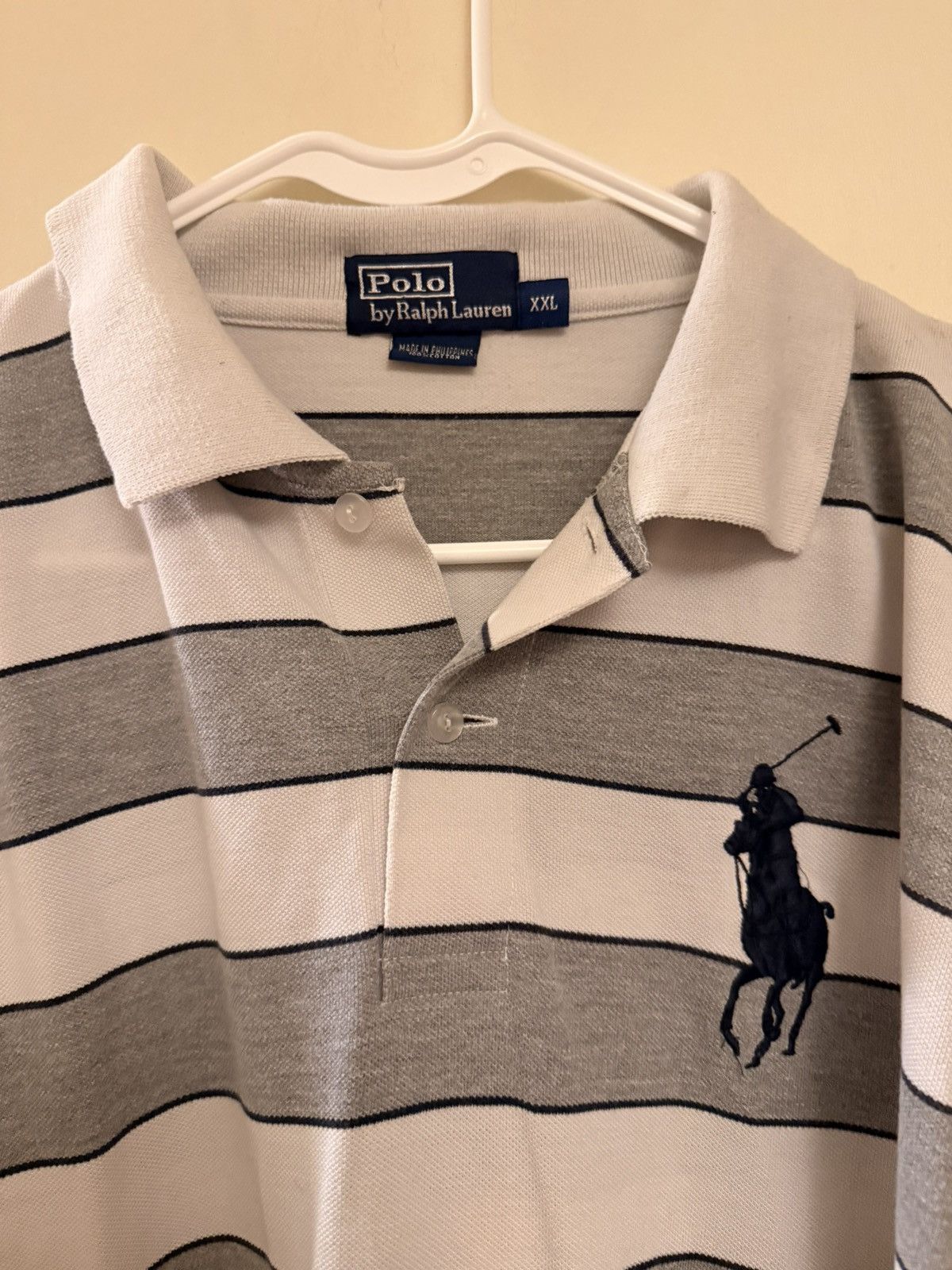 Polo Ralph Lauren Vintage Polo Ralph Lauren Grey Striped Rugby Size US XXL / EU 58 / 5 - 2 Thumbnail