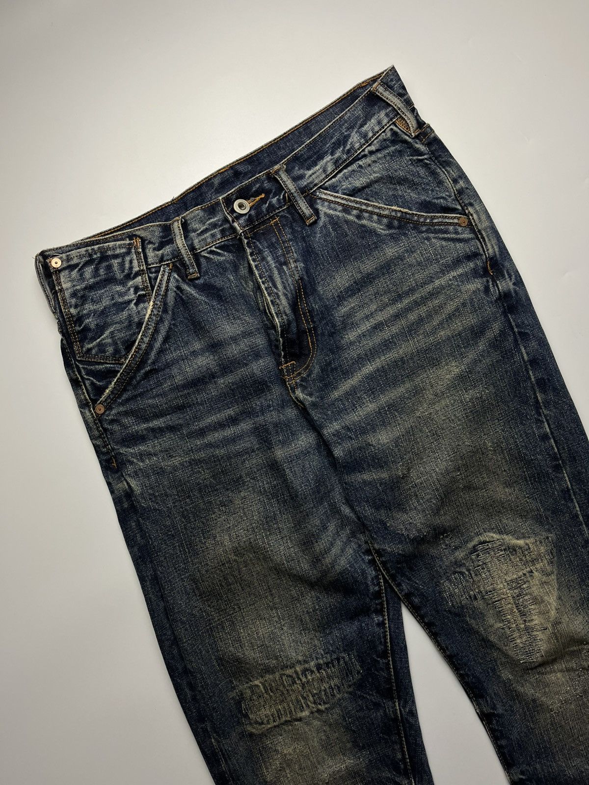 Pure Blue Japan Pure Indigo Gritty Selvedge Denim Jeans 14oz Size US 31 - 8 Thumbnail