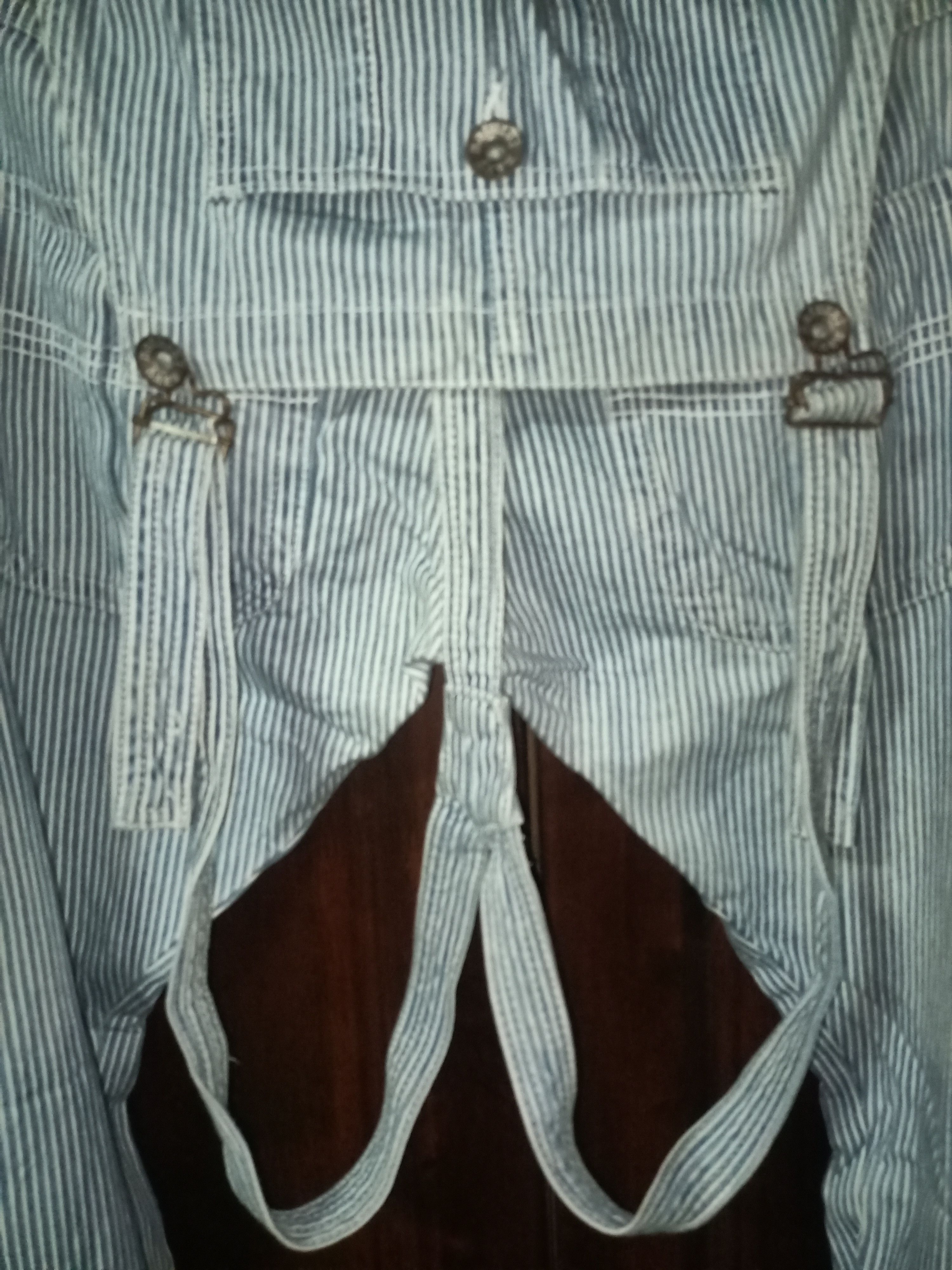 Natural Navy Girl Vintage Hickory Stripe Workwear Overall