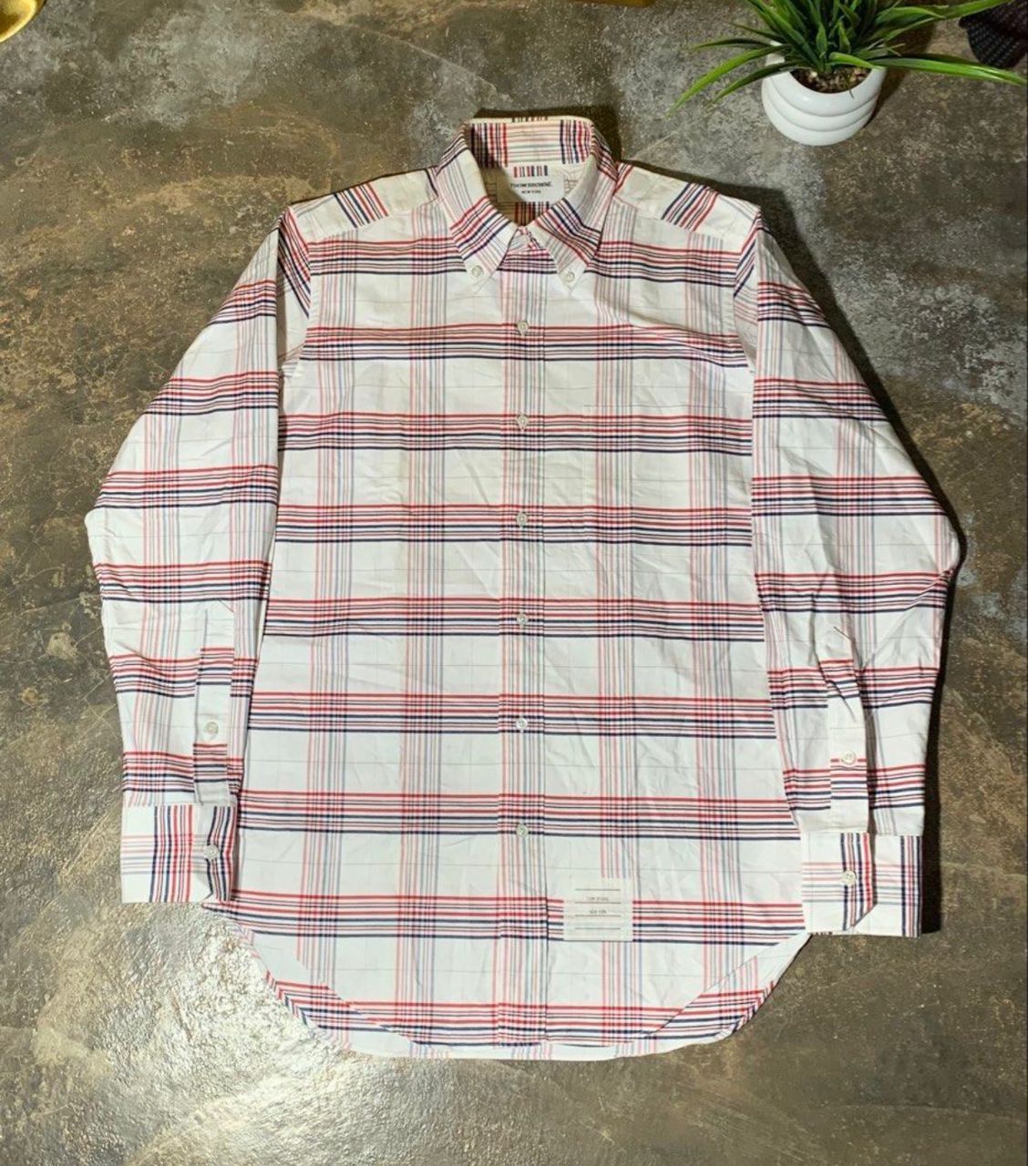 Thom Browne Thom Browne Red Tricolor Plaid Cotton BD Oxford Shirt Size 2 Size US M / EU 48-50 / 2 - 1 Thumbnail