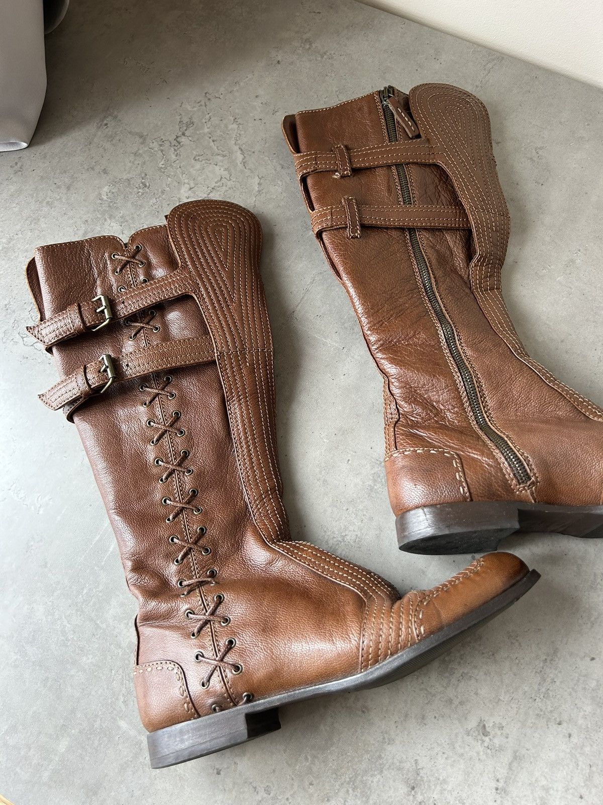 McQ Alexander McQueen Alexander Mcqueen Leather High Browm Boots Old money Size US 7.5 / IT 37.5 - 3 Thumbnail