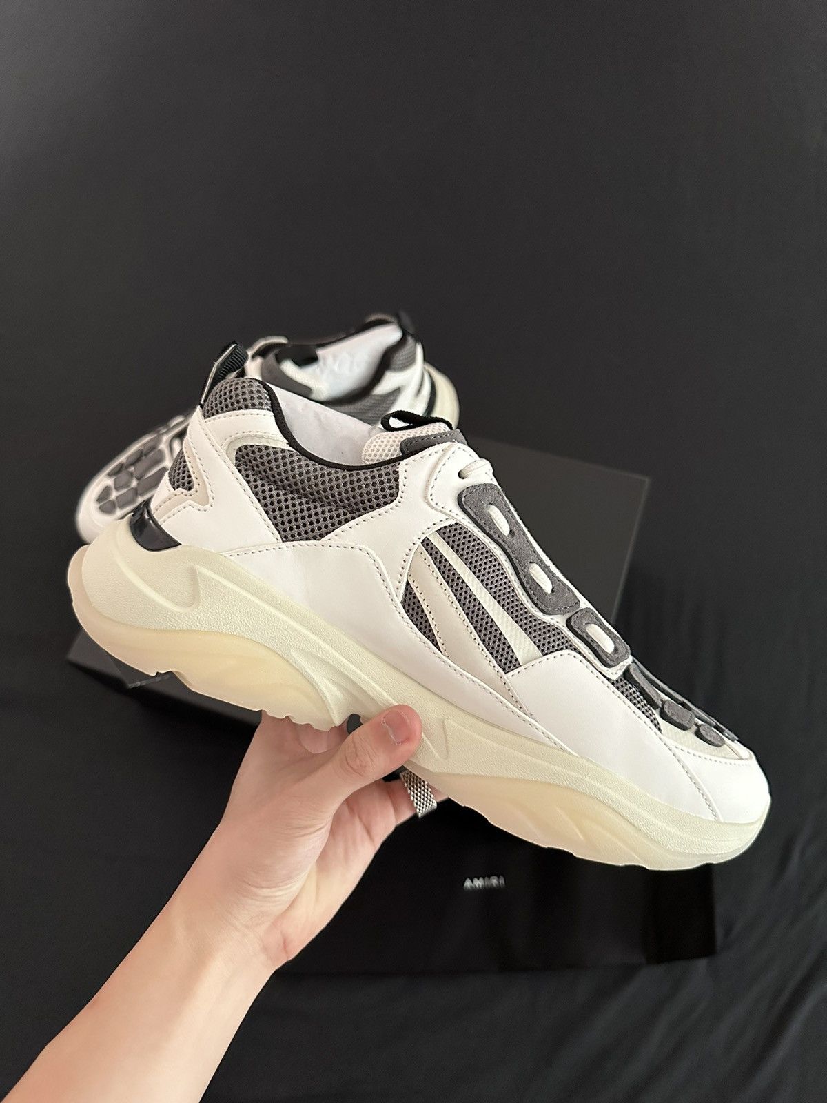 Amiri Amiri Tan Grey Bone Runner Size US 11 / EU 44 - 3 Thumbnail